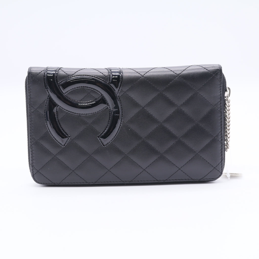 Chanel Black Quilted Leather CC Cambon Ligne Zip Around Organizer Wallet Twins LDJ3512