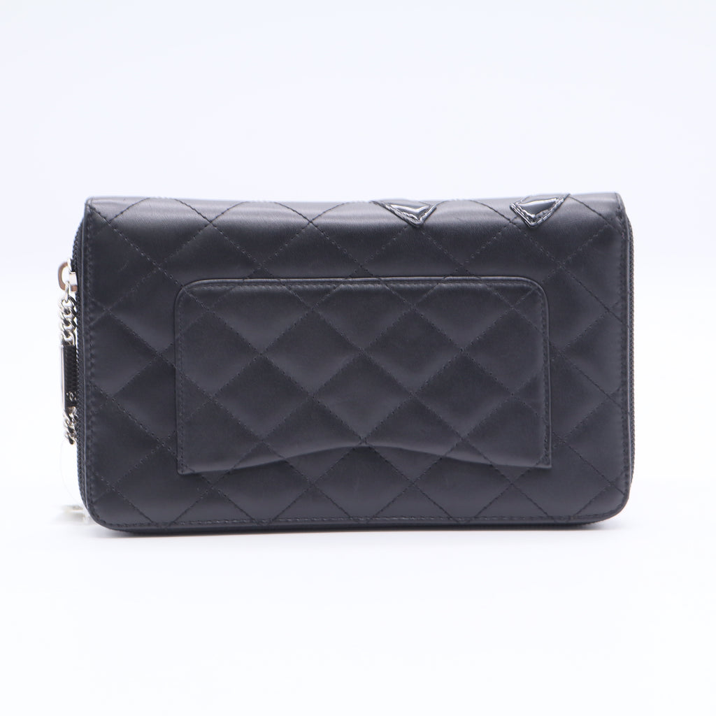 Chanel Black Quilted Leather CC Cambon Ligne Zip Around Organizer Wallet Twins LDJ3512