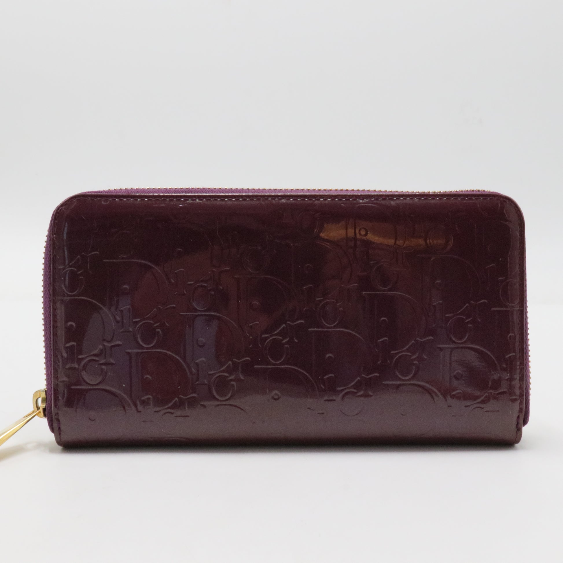 Diorissimo Pattern Patent Leather Continental Wallet