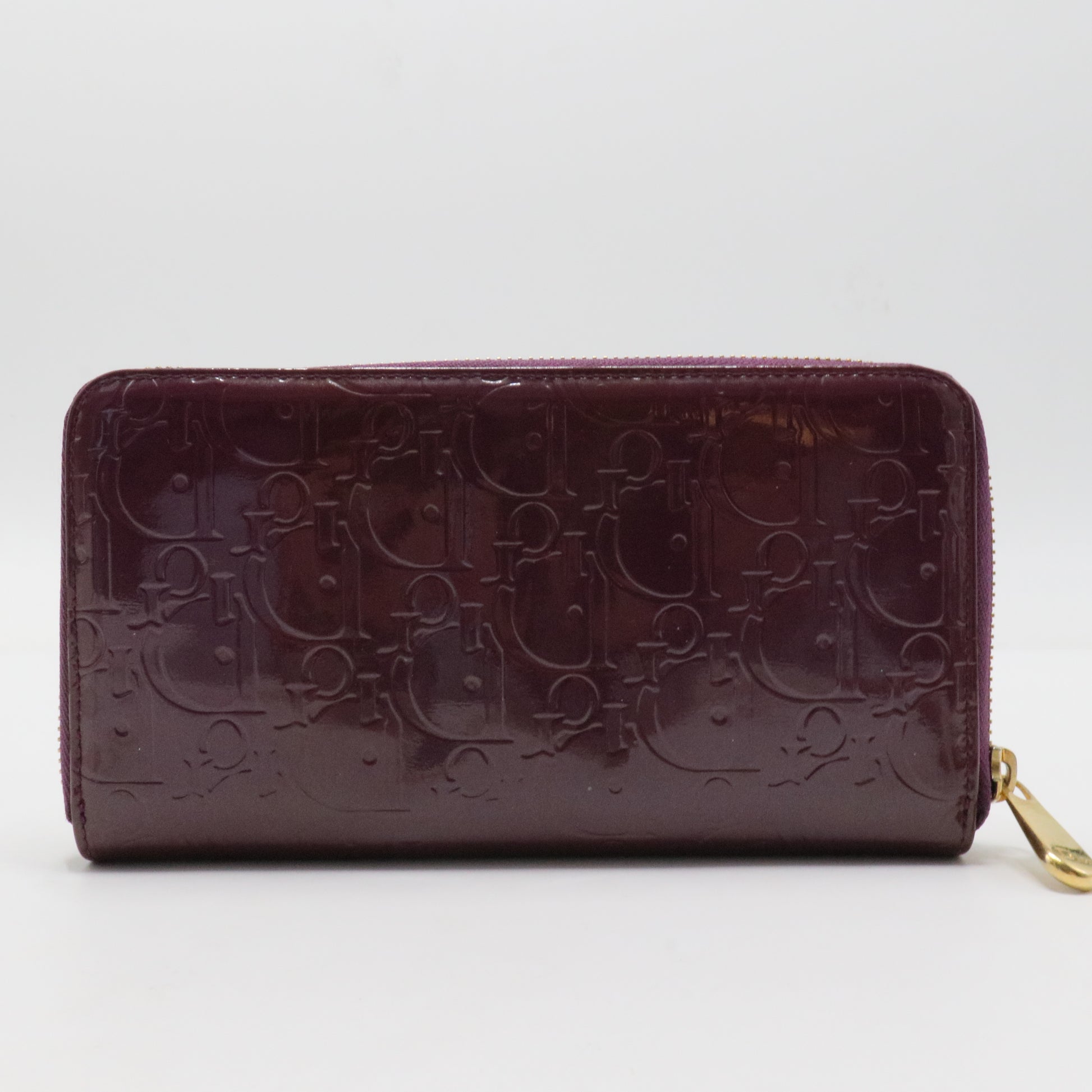 Diorissimo Pattern Patent Leather Continental Wallet