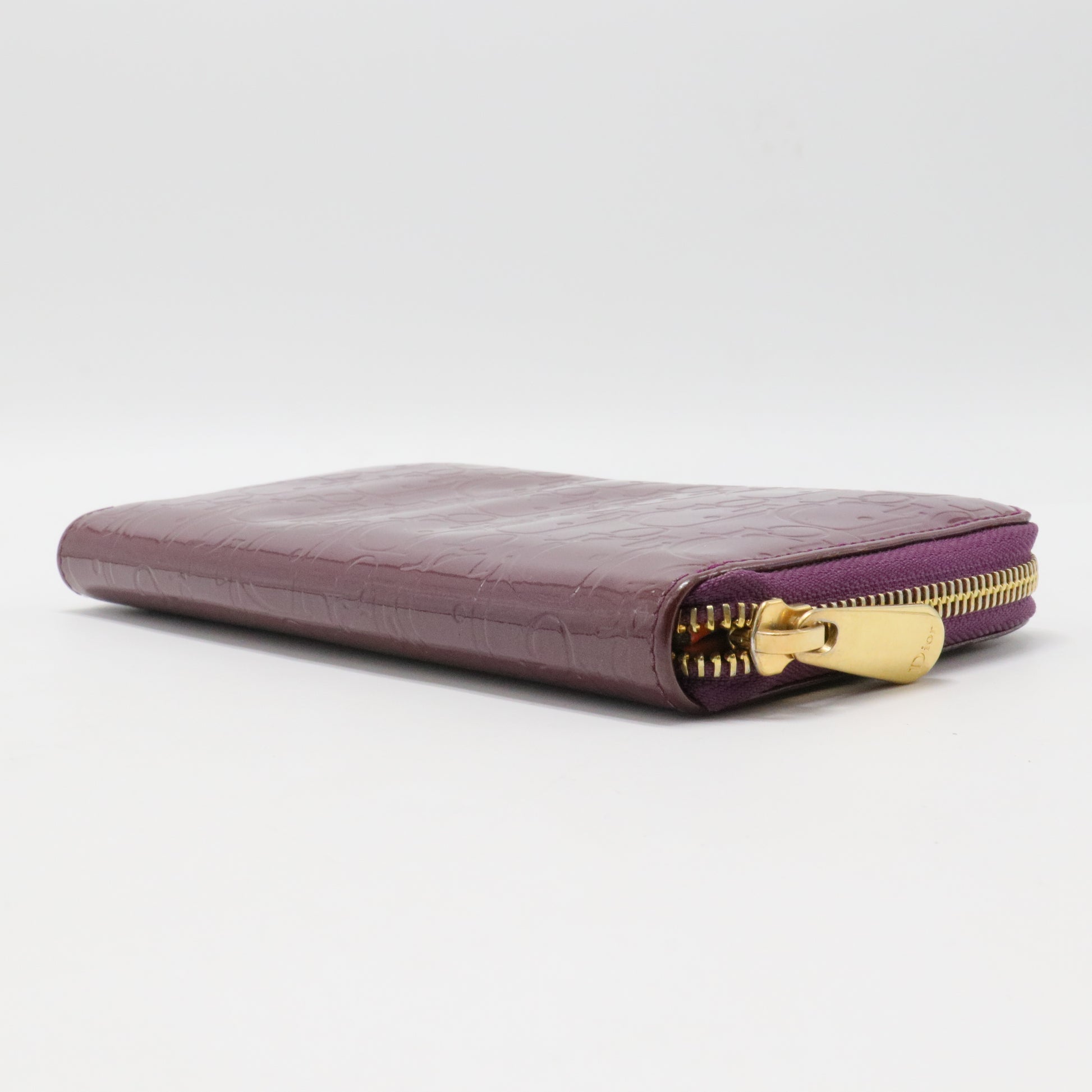 Diorissimo Pattern Patent Leather Continental Wallet