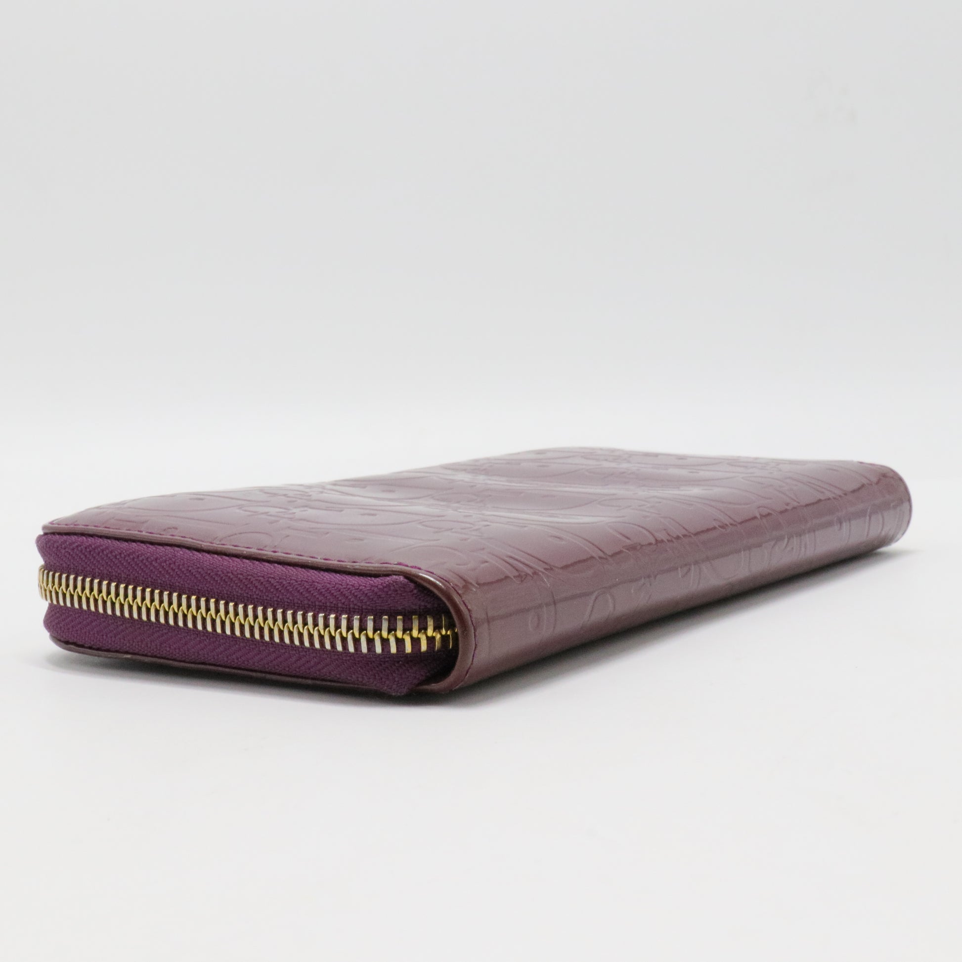 Diorissimo Pattern Patent Leather Continental Wallet