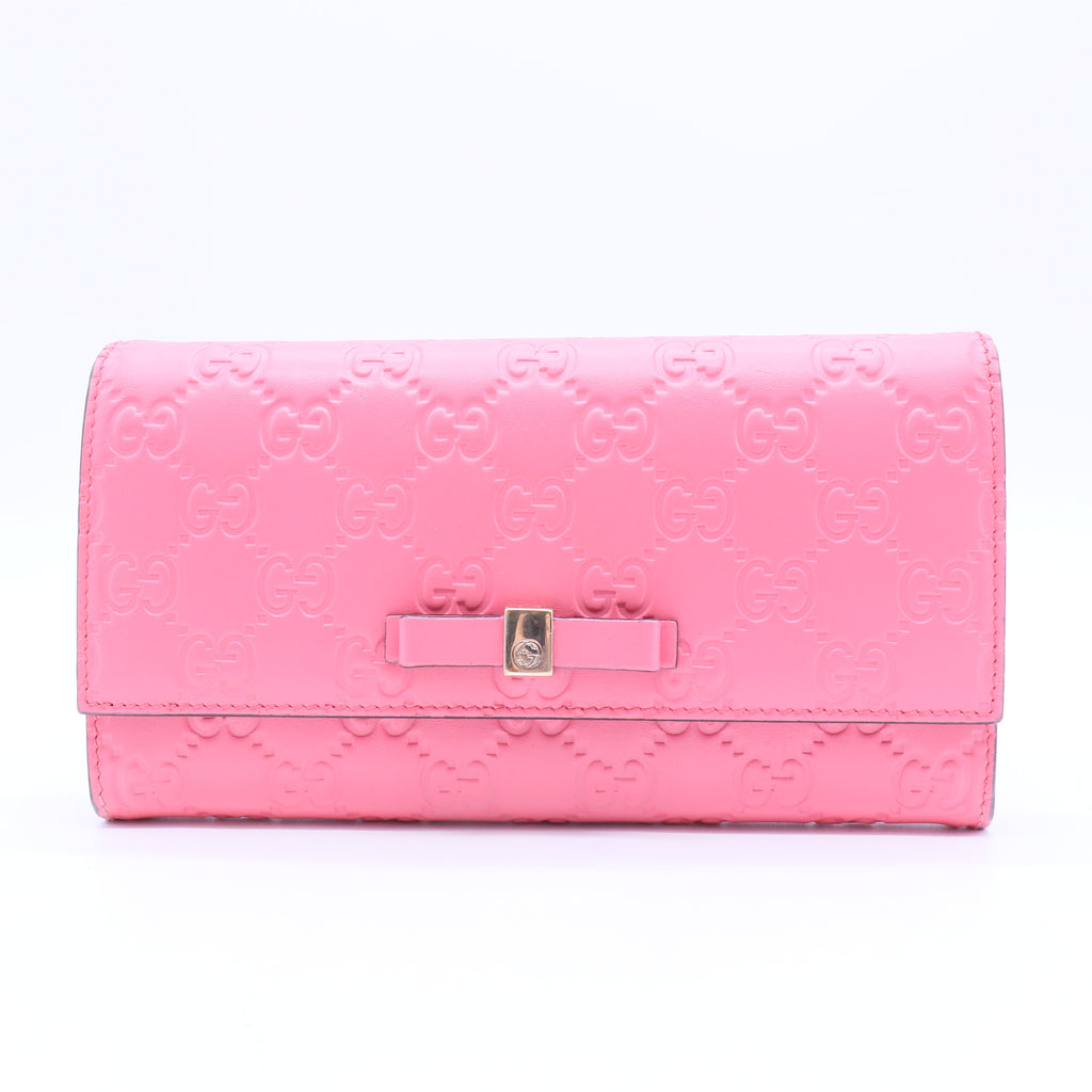Pink Guccissima Continental Bow Wallet