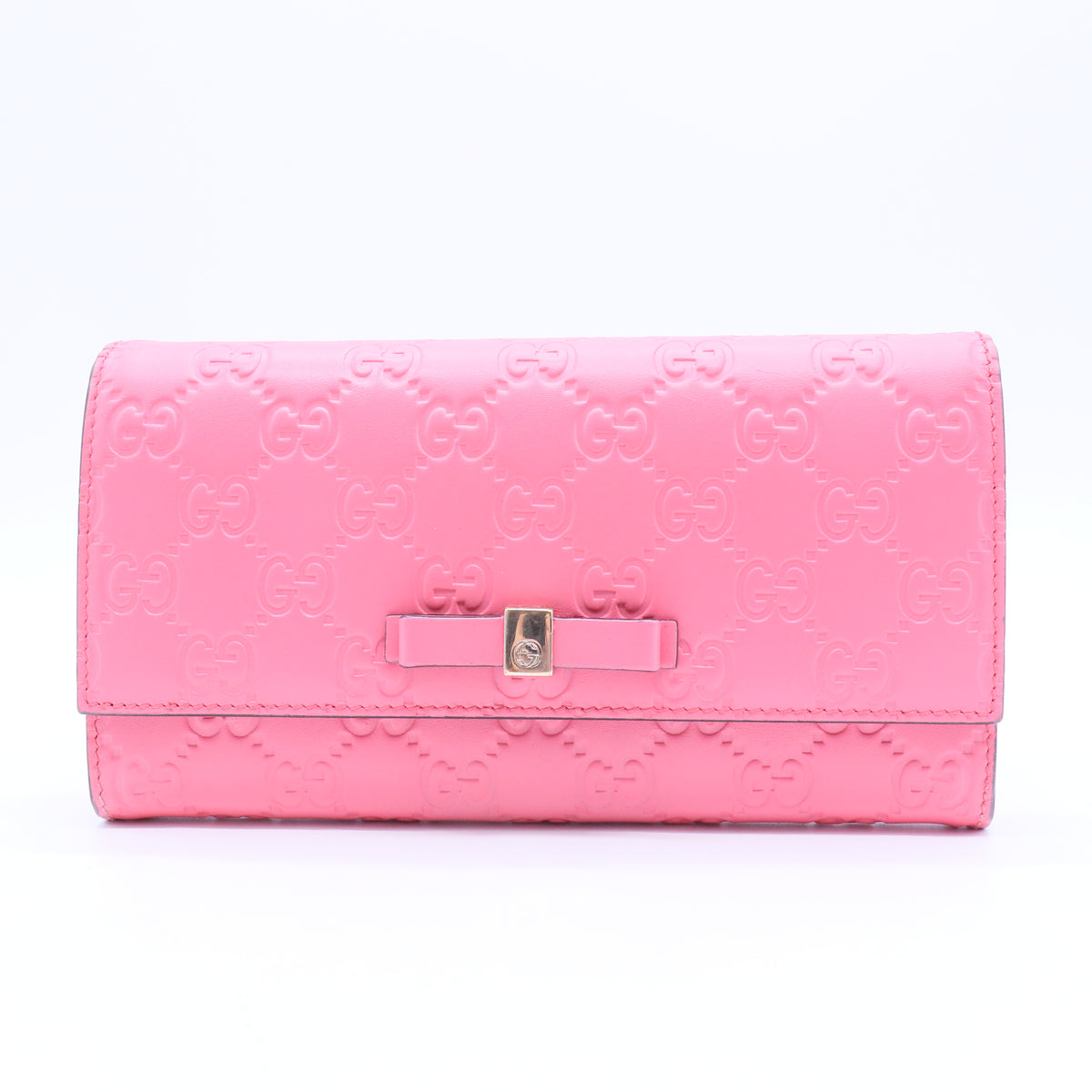 Pink Guccissima Continental Bow Wallet