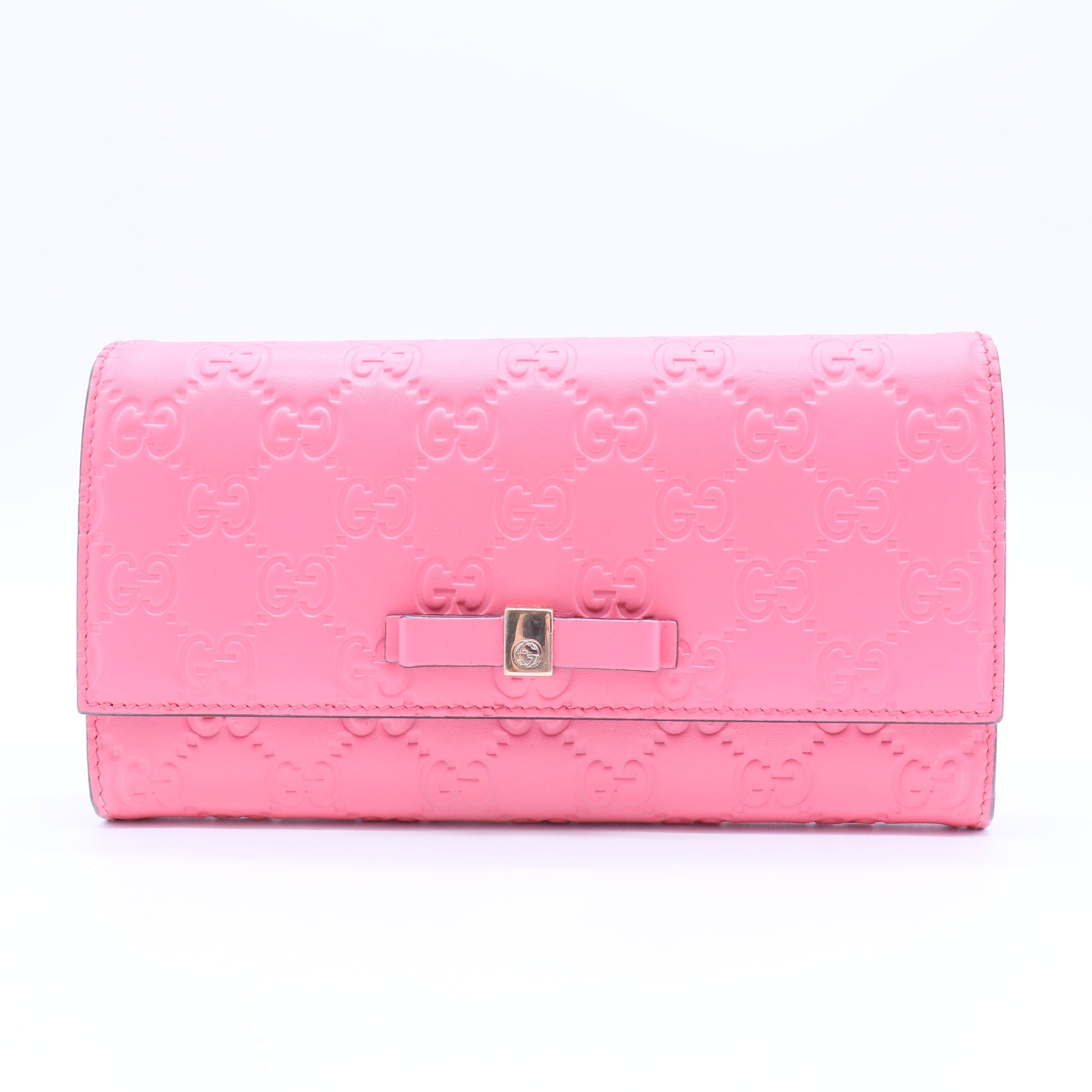 Pink Guccissima Continental Bow Wallet