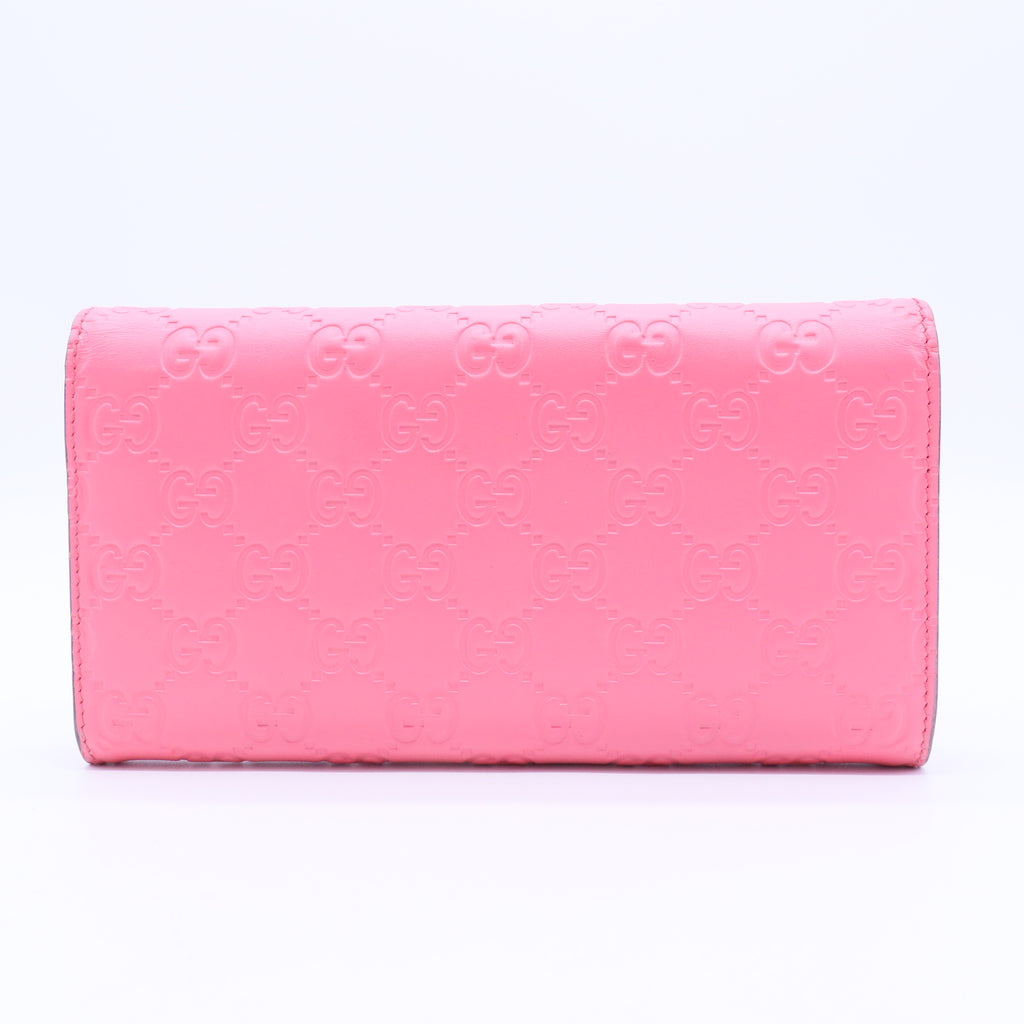 Pink Guccissima Continental Bow Wallet