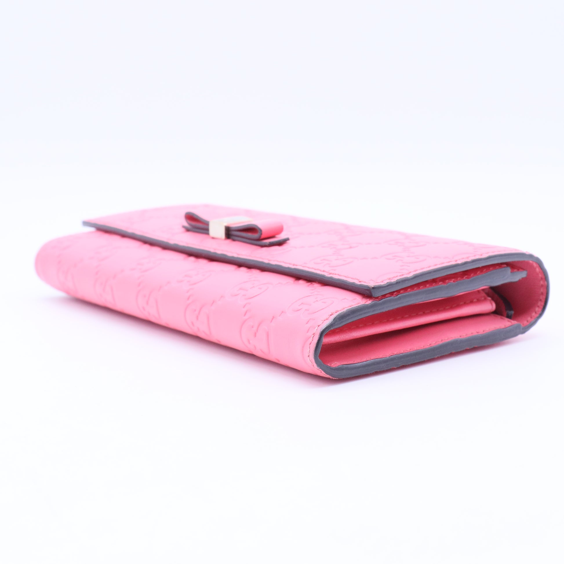 Pink Guccissima Continental Bow Wallet
