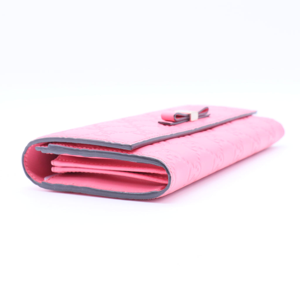 Pink Guccissima Continental Bow Wallet