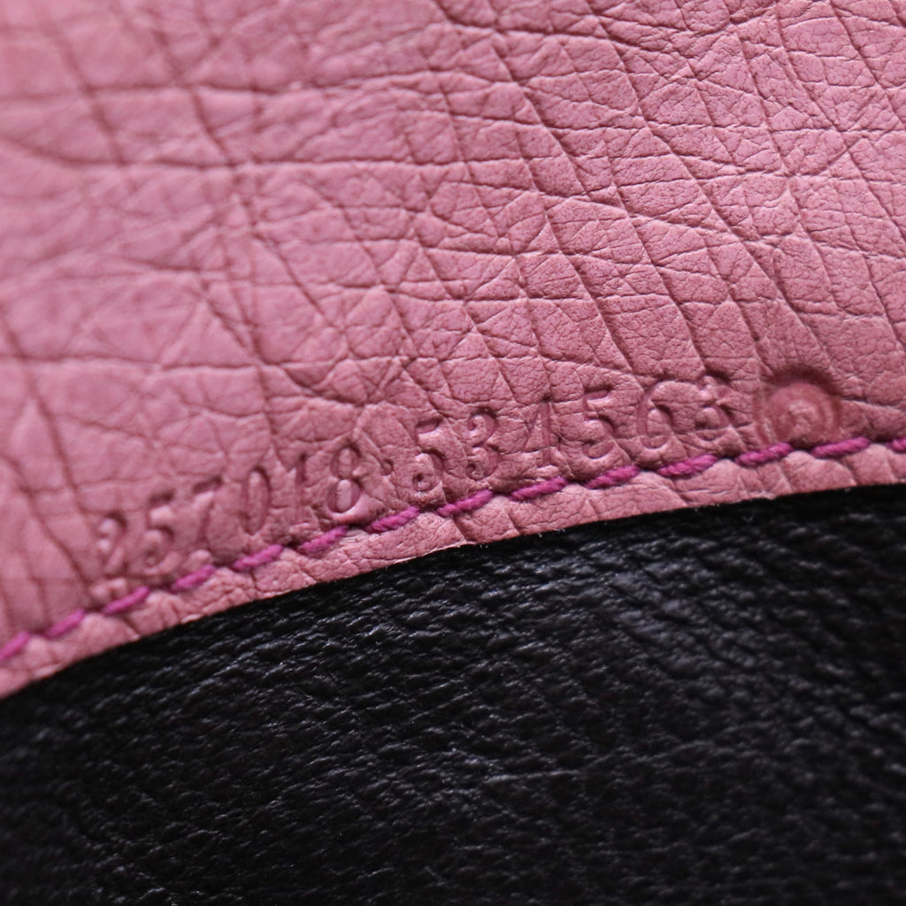 Pink Leather Bamboo Long French Purse Wallet