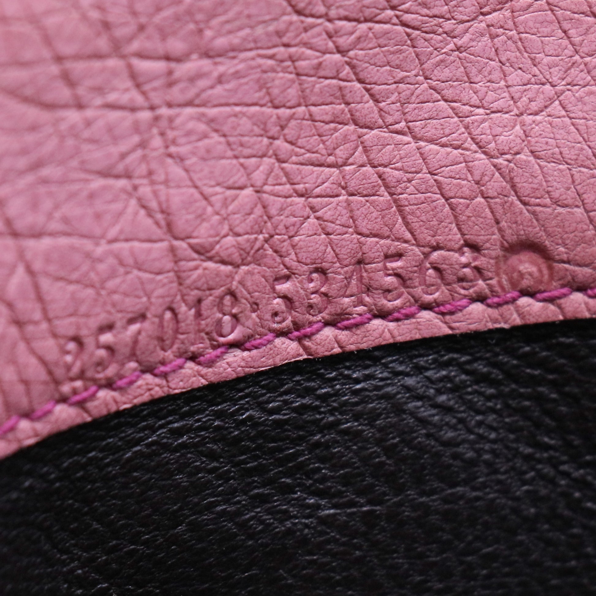 Pink Leather Bamboo Long French Purse Wallet