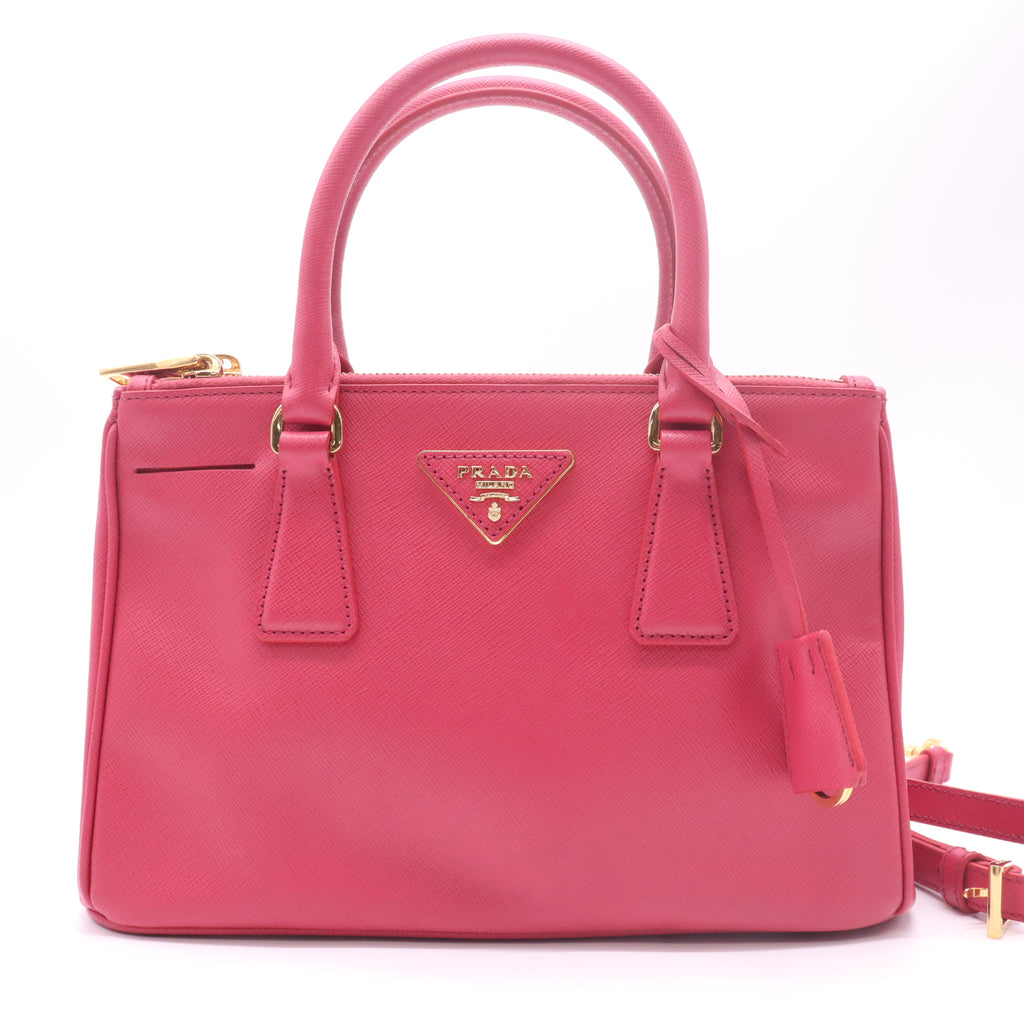Prada Saffiano Mini Galleria Double Zip Tote Peonia twins B23199