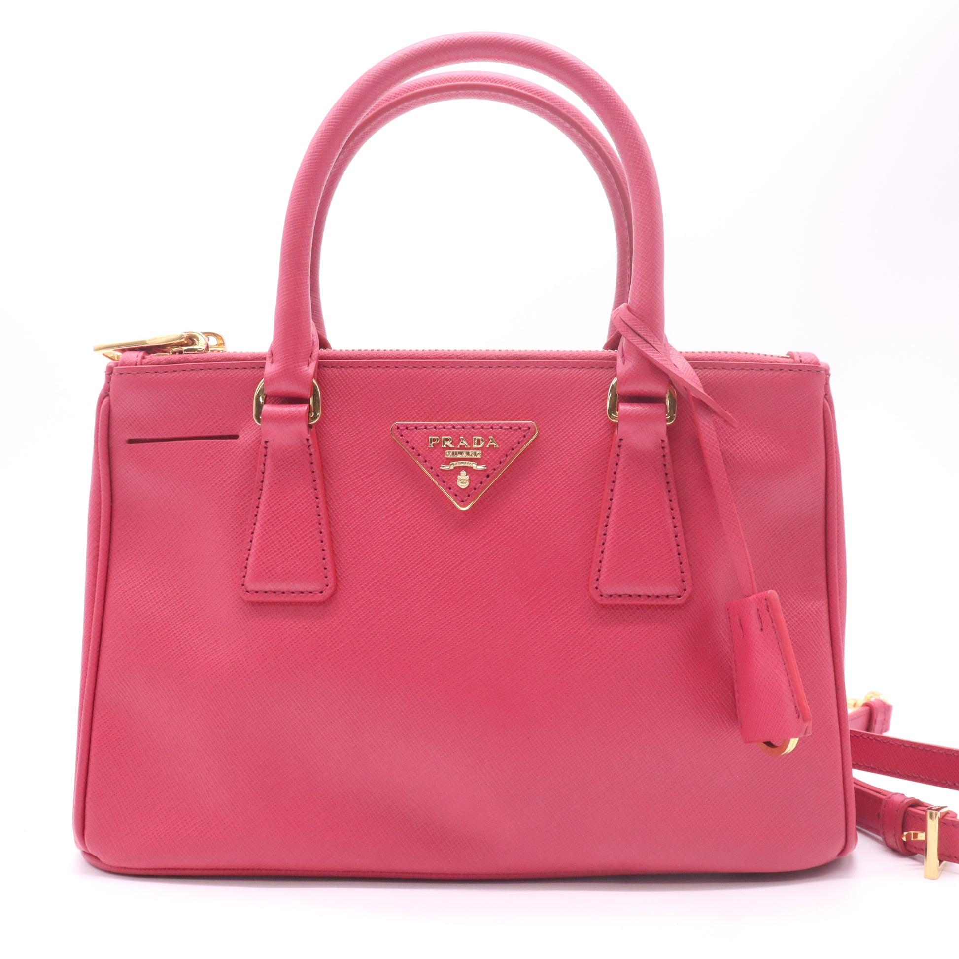 Prada Saffiano Mini Galleria Double Zip Tote Peonia twins B23199