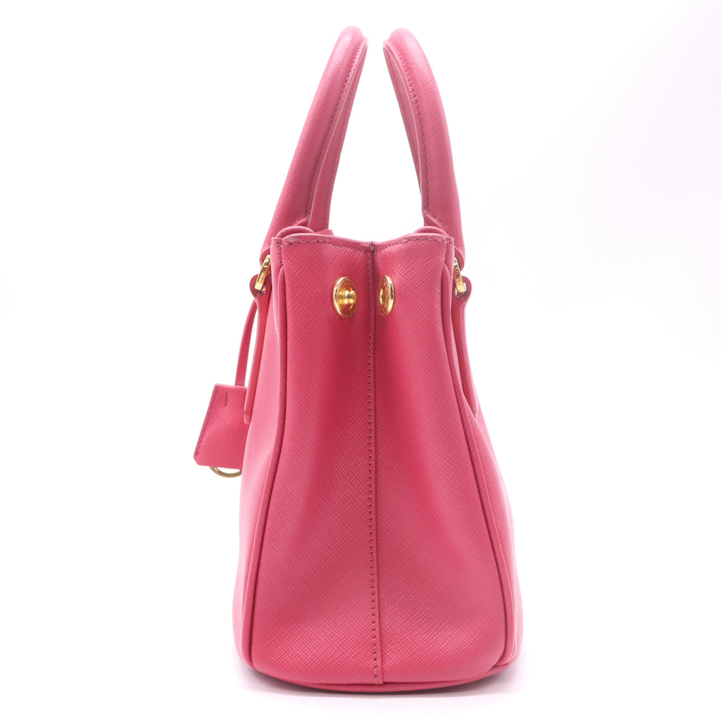 Prada Saffiano Mini Galleria Double Zip Tote Peonia twins B23199