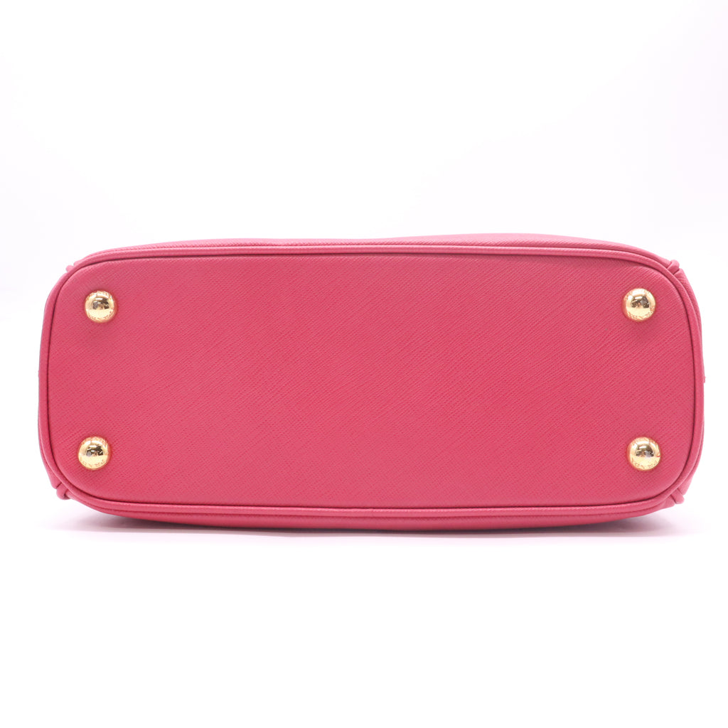 Prada Saffiano Mini Galleria Double Zip Tote Peonia twins B23199