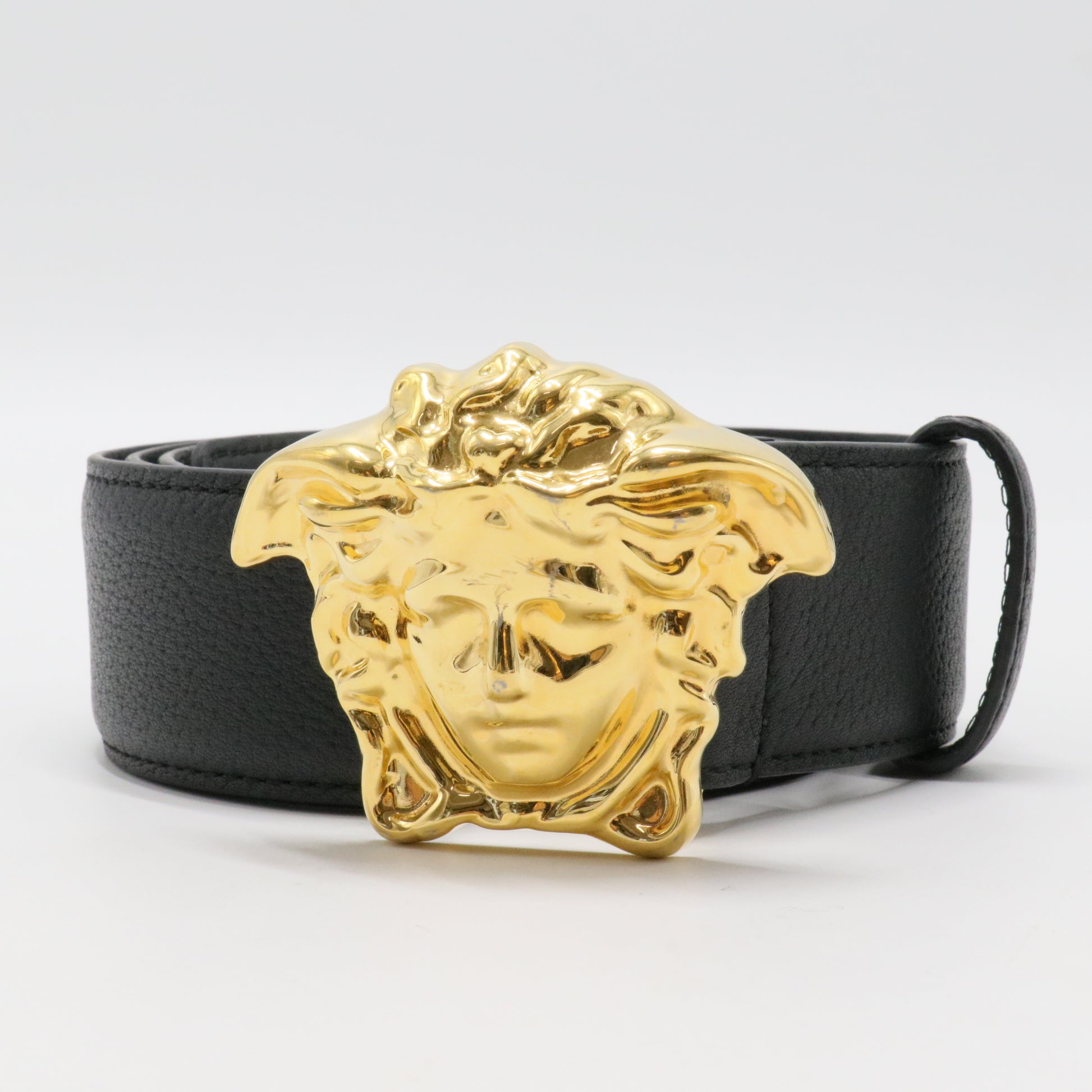 Medusa Buckle Belt Leather Wide 95