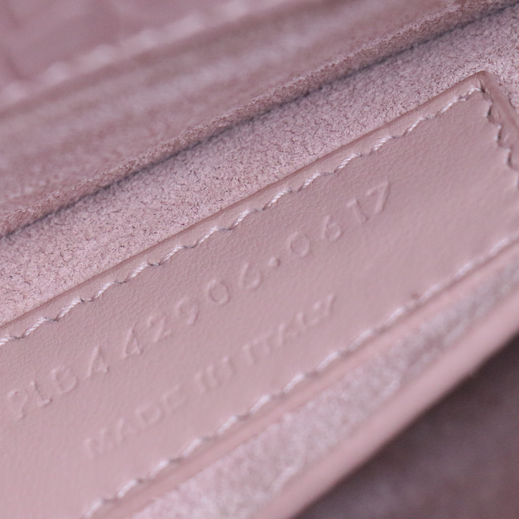 Calfskin Crocodile Embossed Medium Monogram Sunset Powder Pink