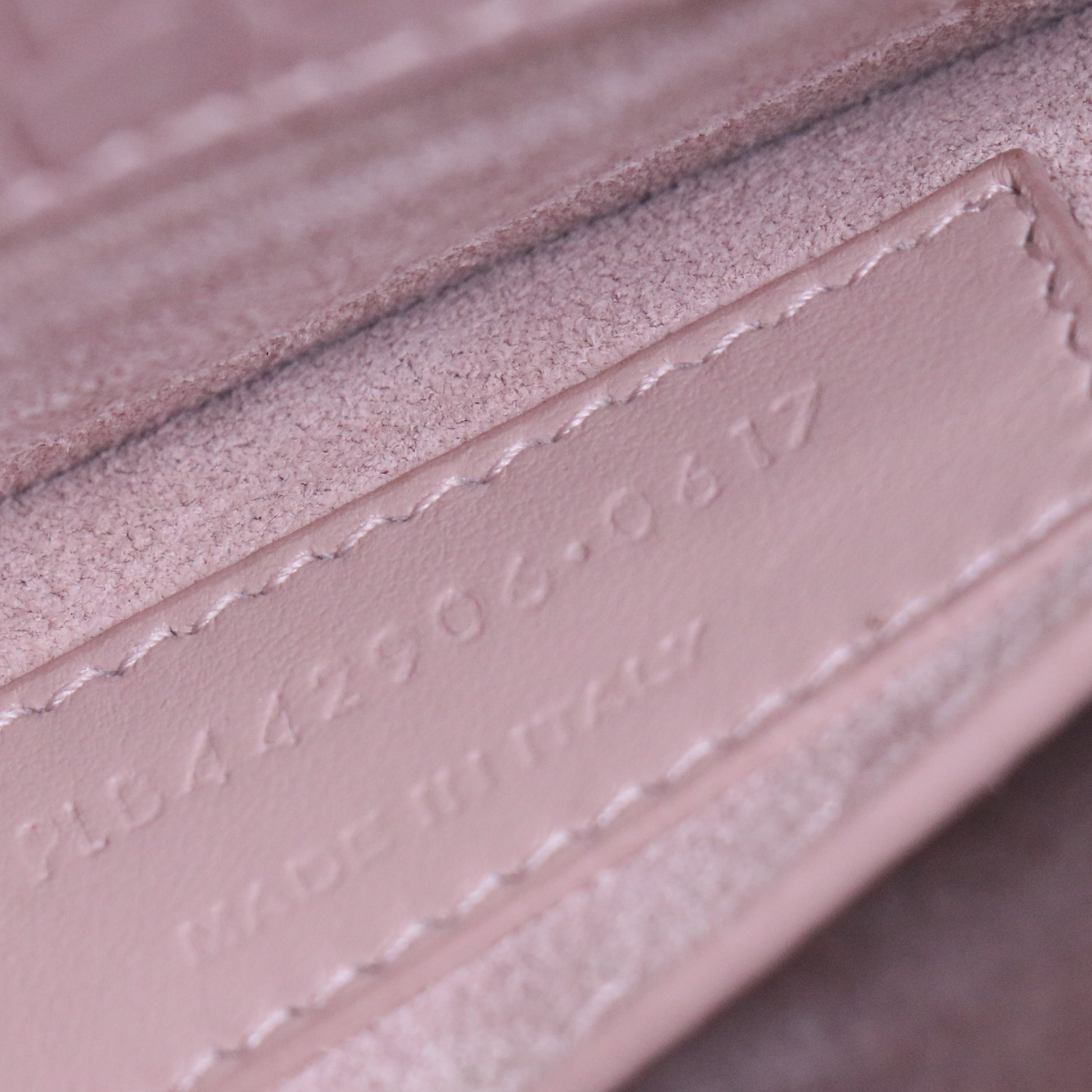 Calfskin Crocodile Embossed Medium Monogram Sunset Powder Pink