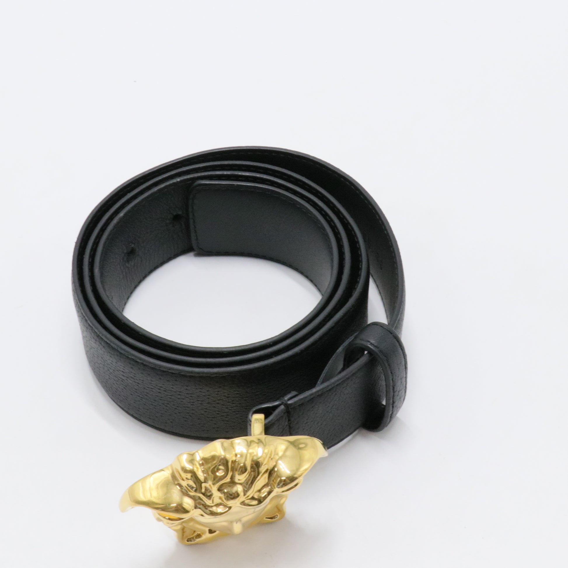 Medusa Buckle Belt Leather Wide 95