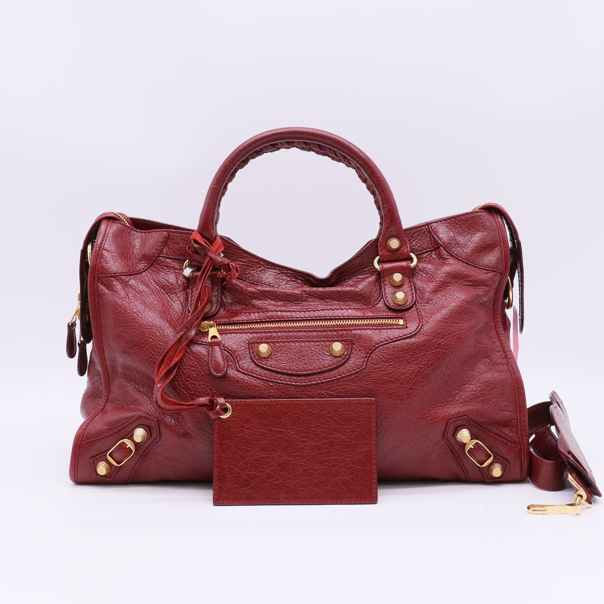 Balenciaga Cassis Lambskin Leather Giant 12 Rose Gold Motorcycle City Bag twins LDJ5478