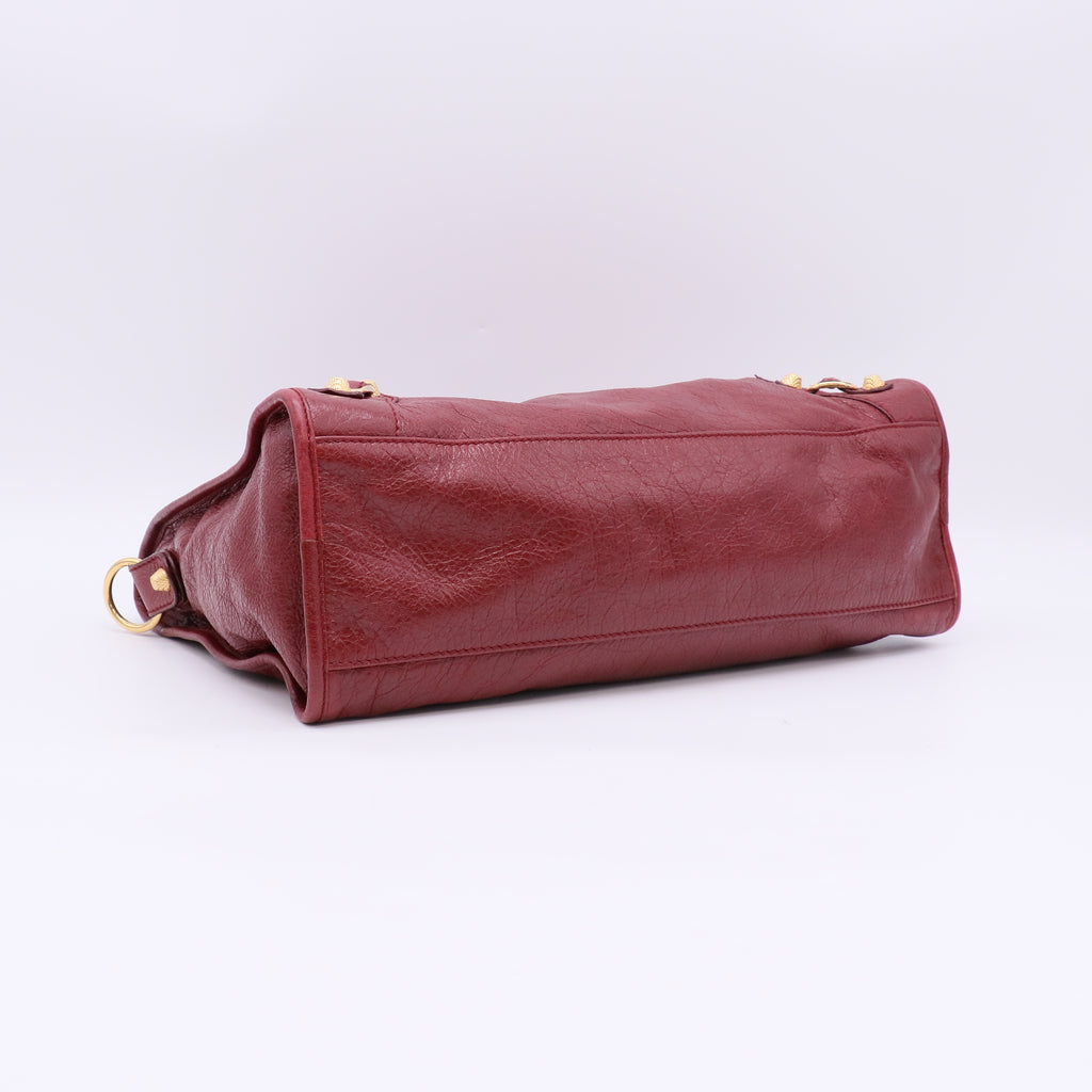 Balenciaga Cassis Lambskin Leather Giant 12 Rose Gold Motorcycle City Bag twins LDJ5478