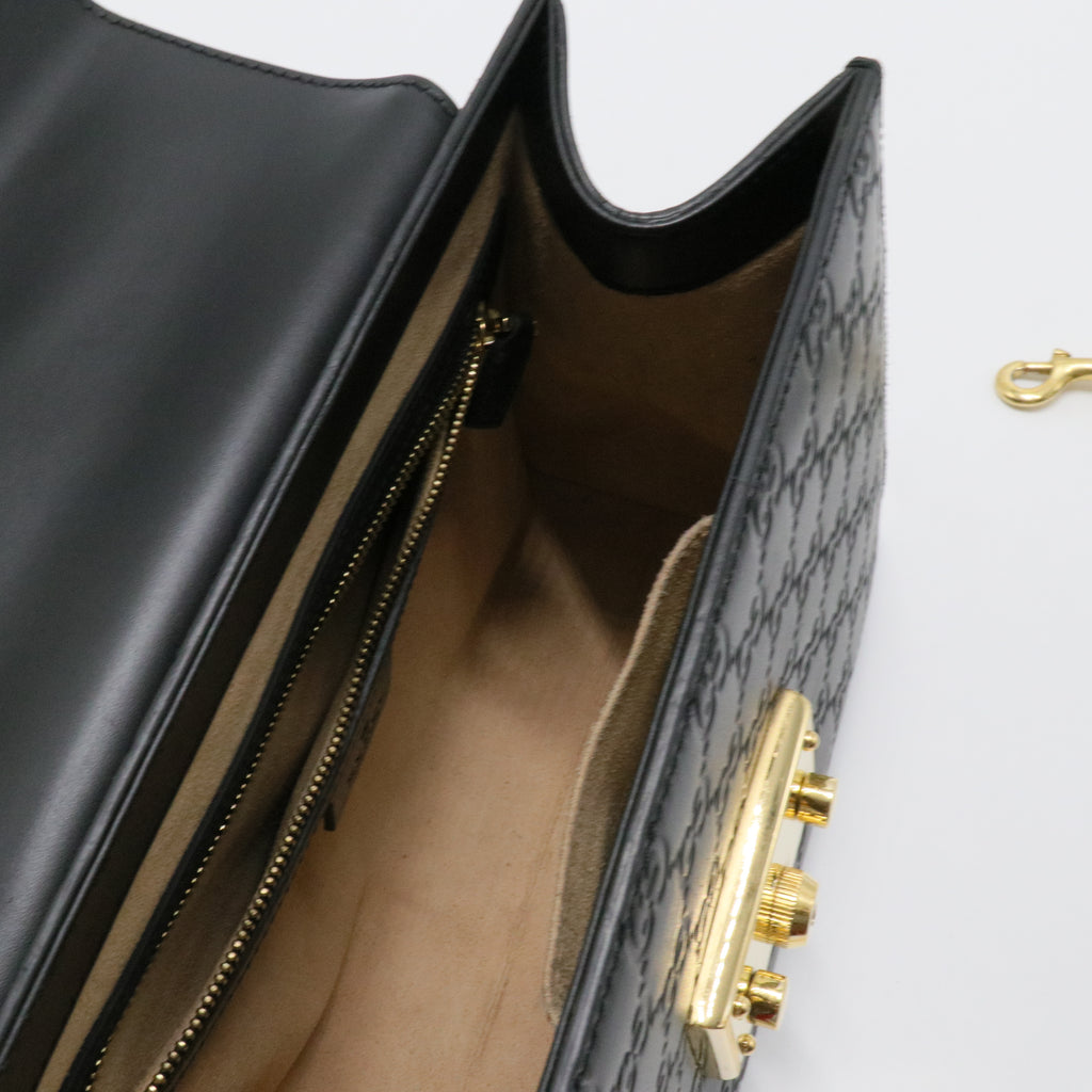 Padlock Top Handle Bag Guccissima Leather Small