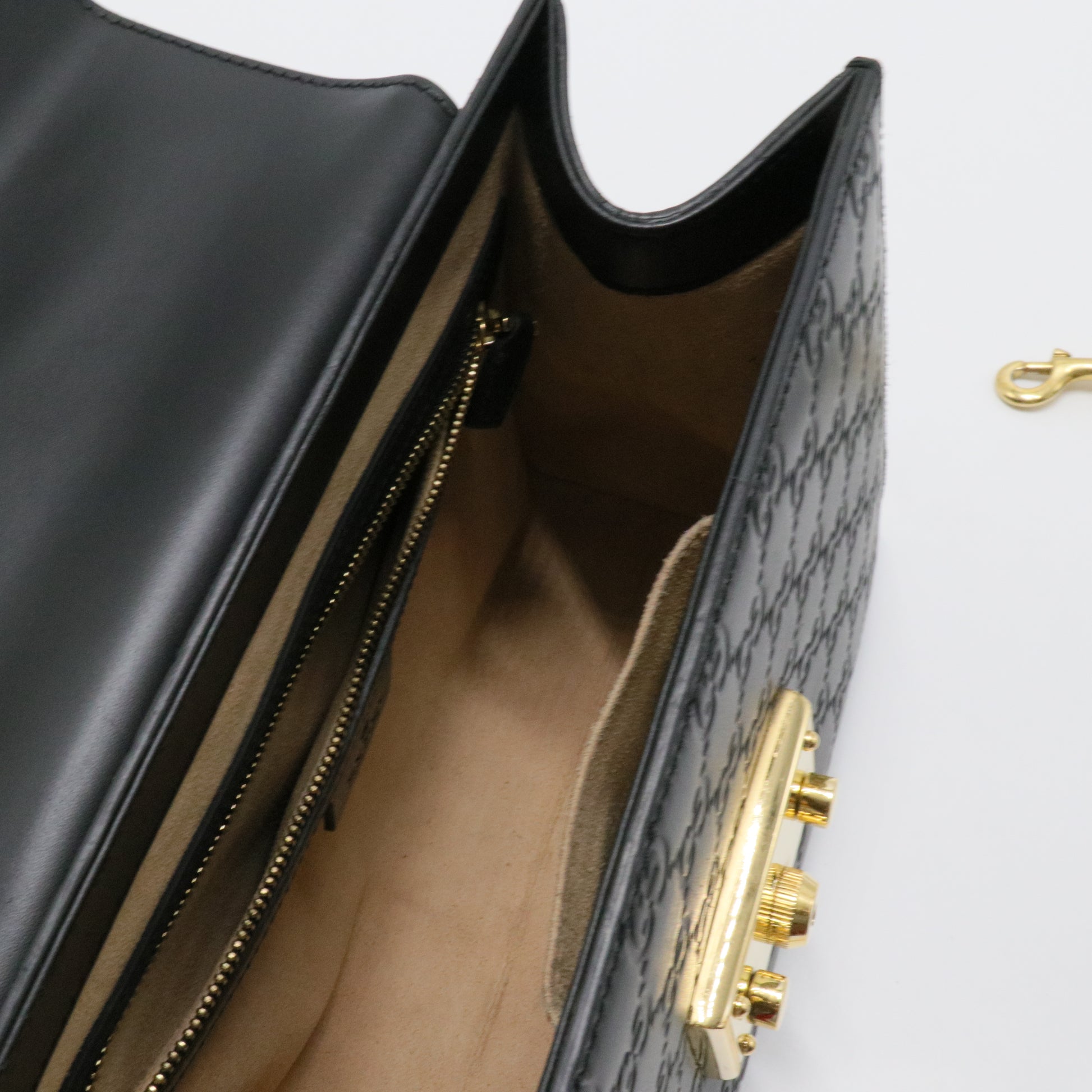 Padlock Top Handle Bag Guccissima Leather Small