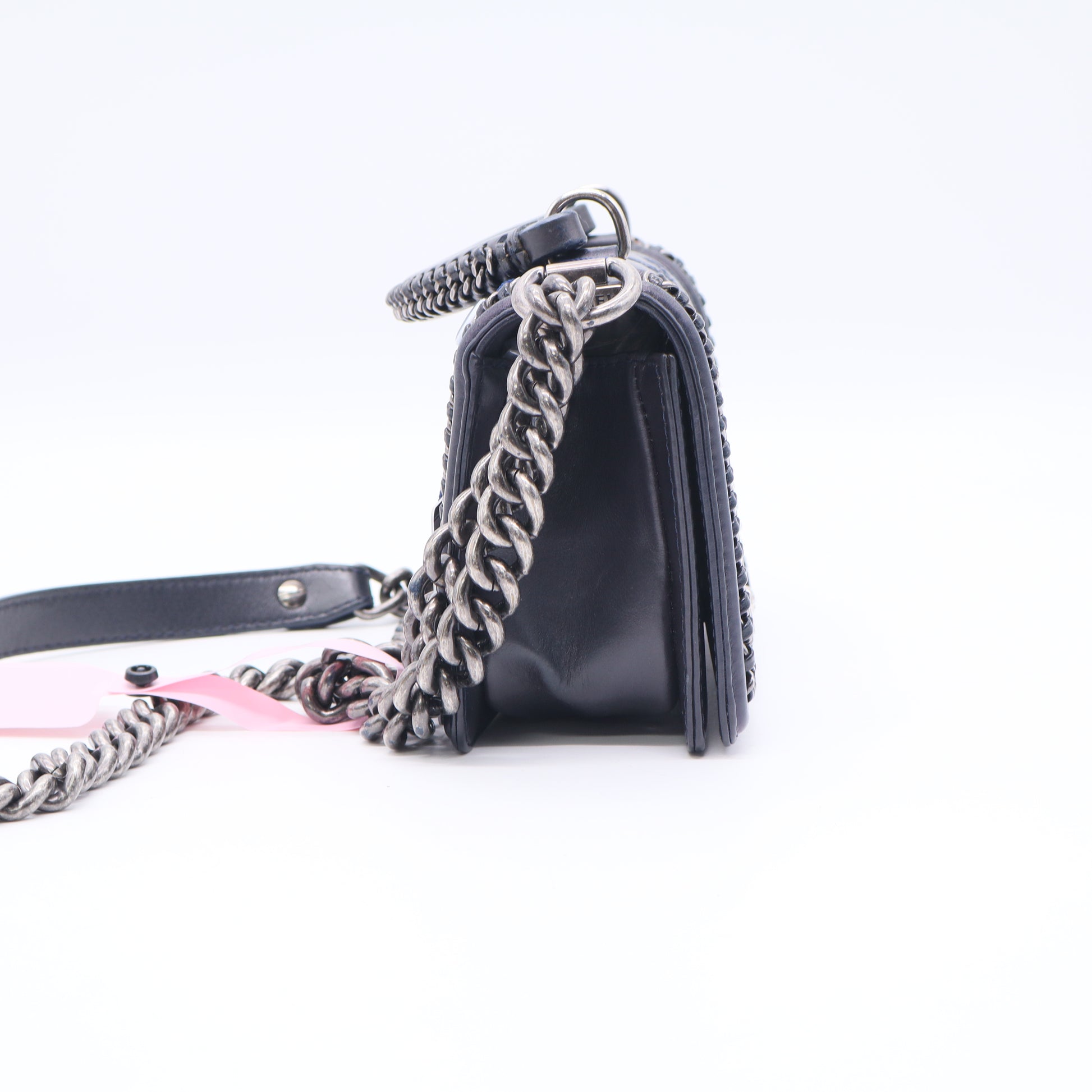 Chain Handle Boy Flap Bag Quilted Calfskin Small Twins LDJ3485