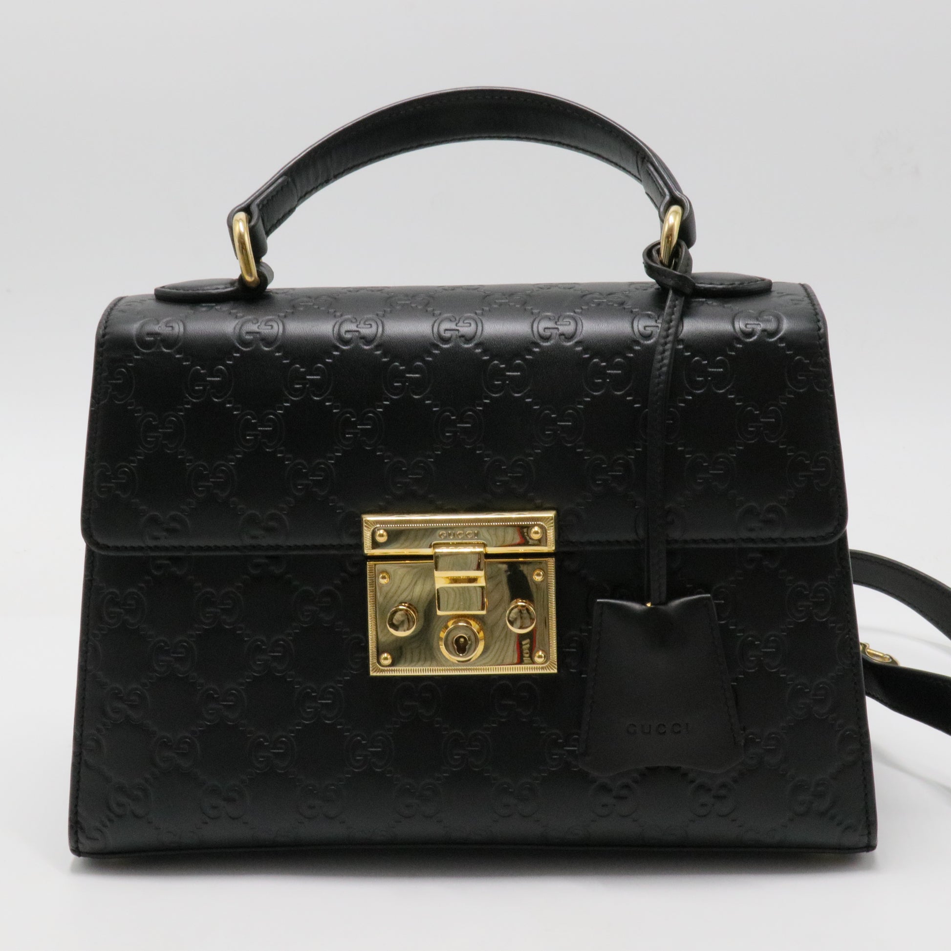 Padlock Top Handle Bag Guccissima Leather Small