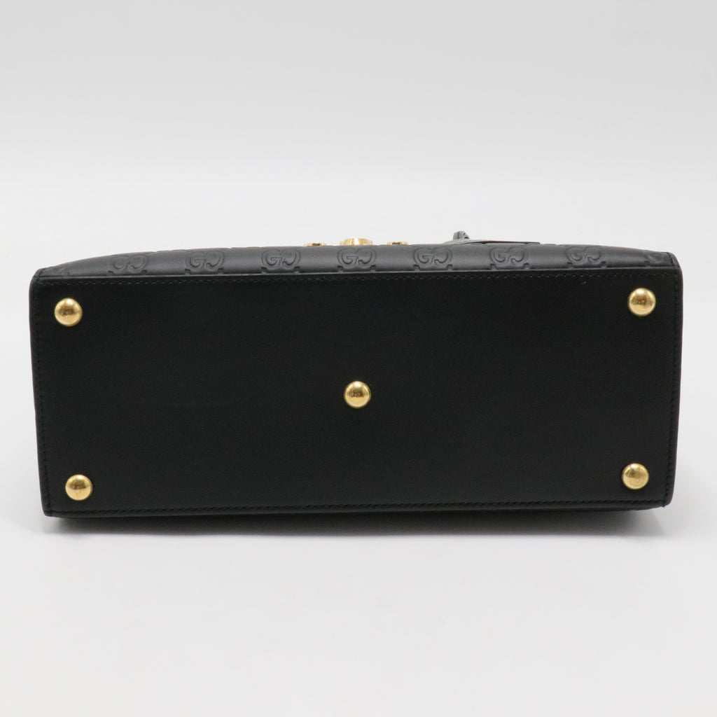 Padlock Top Handle Bag Guccissima Leather Small