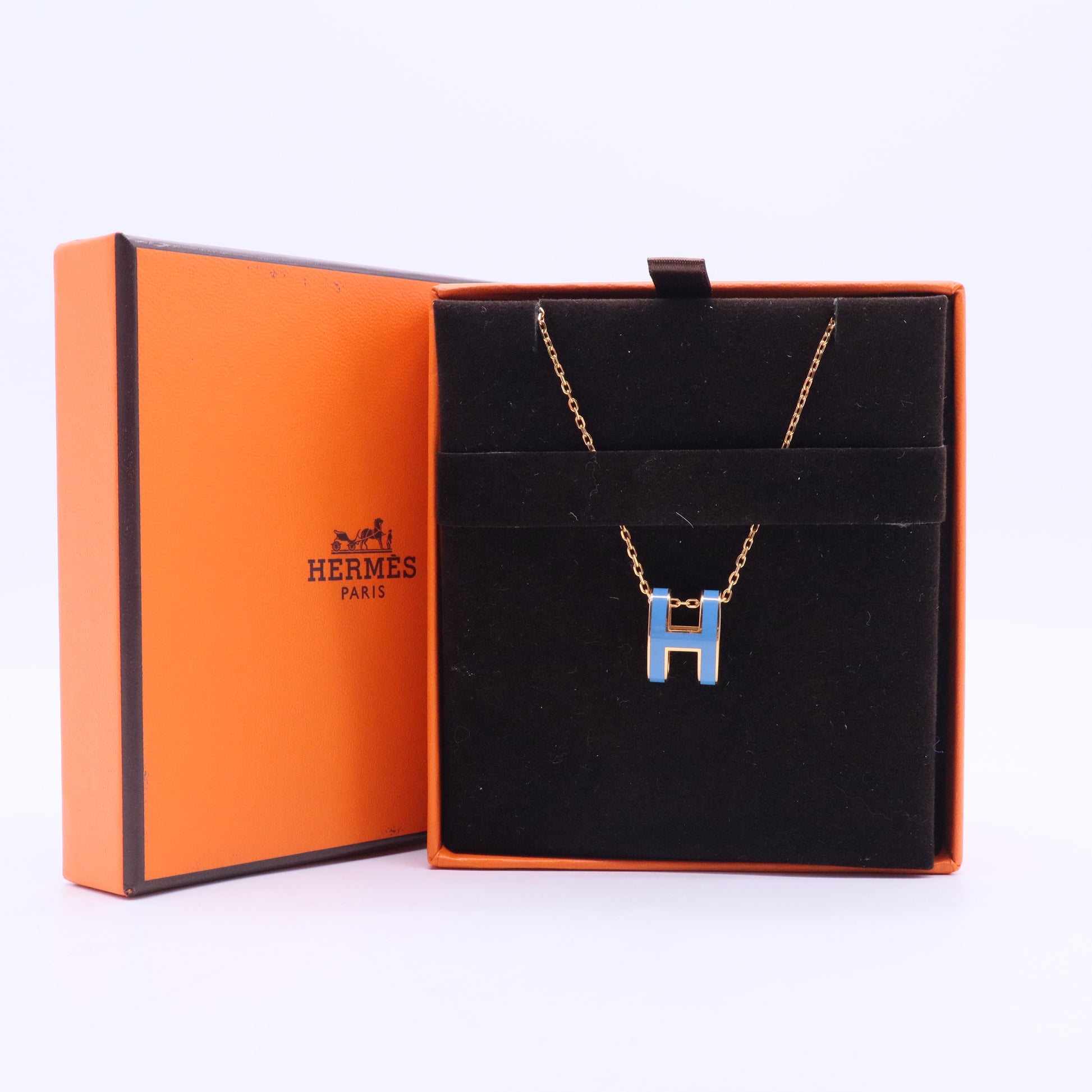 Mini Pop H pendant denim blue gold finish