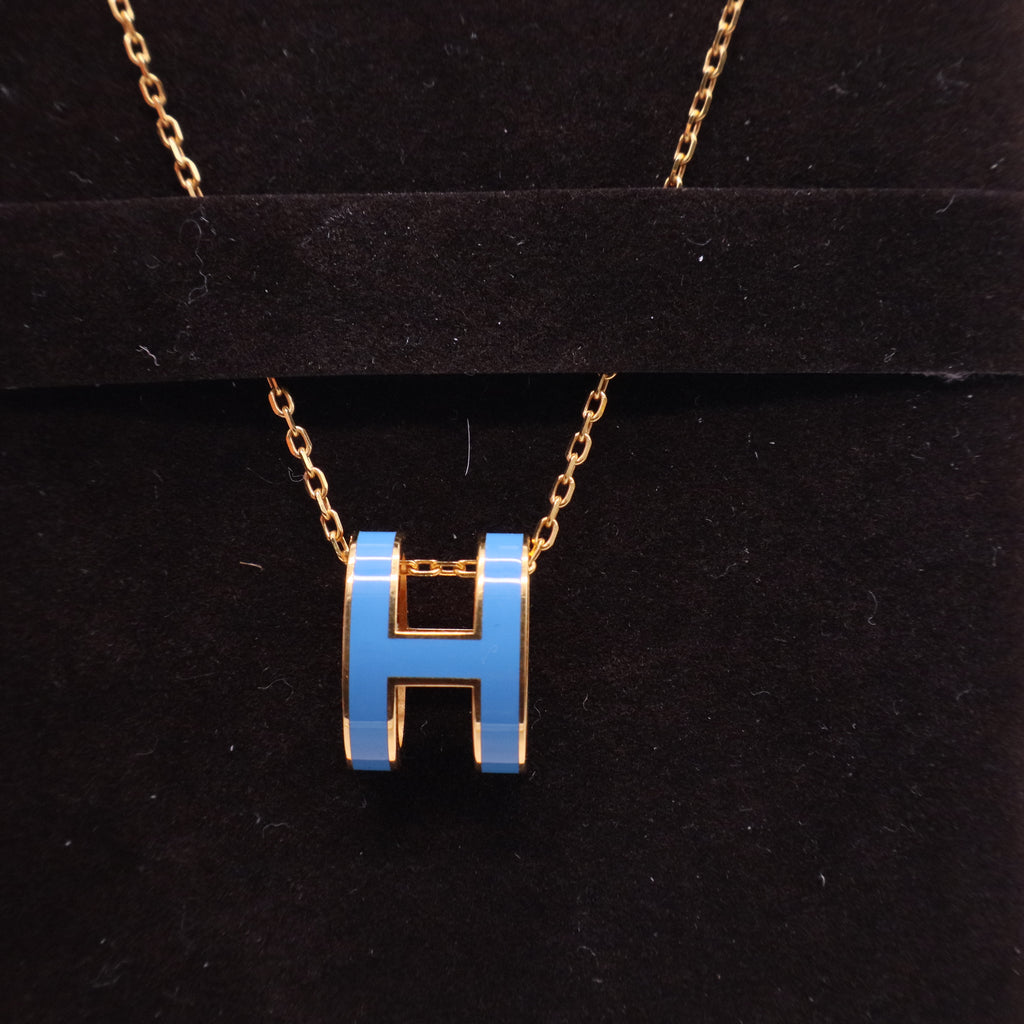 Mini Pop H pendant denim blue gold finish