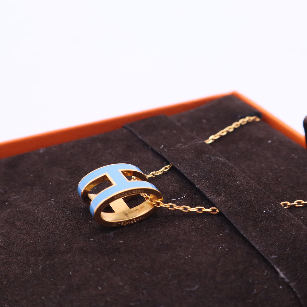 Mini Pop H pendant denim blue gold finish