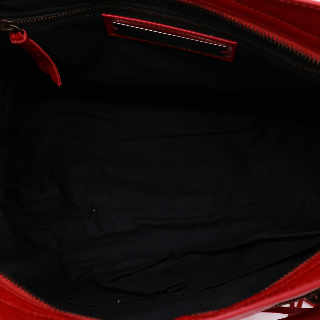 Balenciaga Rouge Cardinal Leather Motorcycle City Bag twins LDJ5475