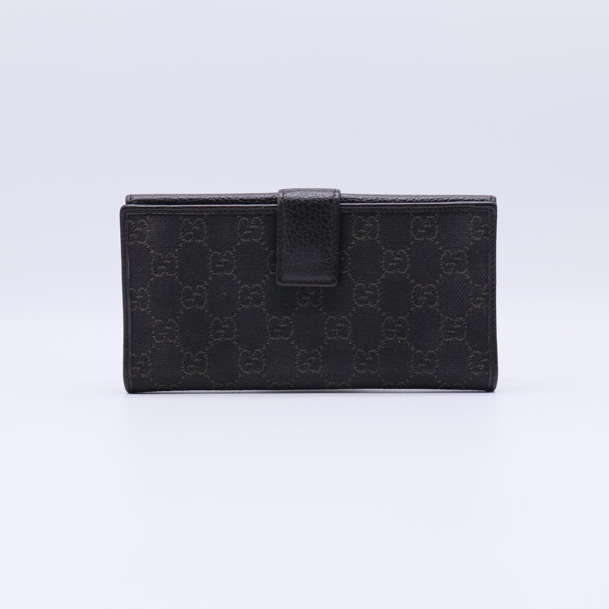 Gucci GG Canvas Studded Round Plaque Continental Wallet Black W21326
