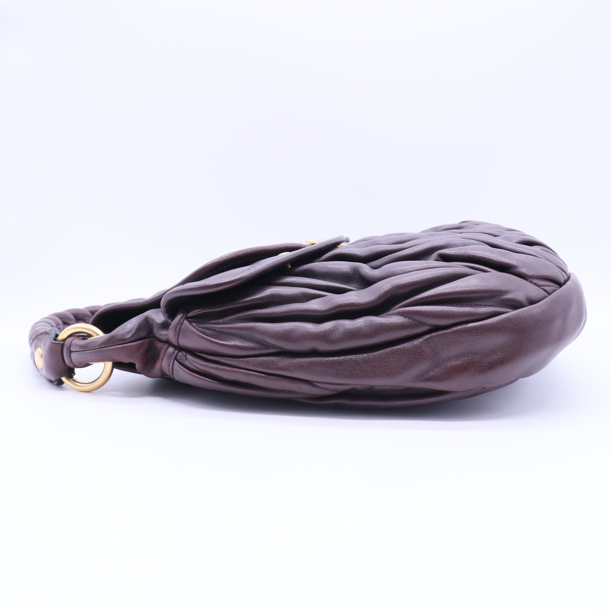 Pleated Leather Hobo Burgundy Leather