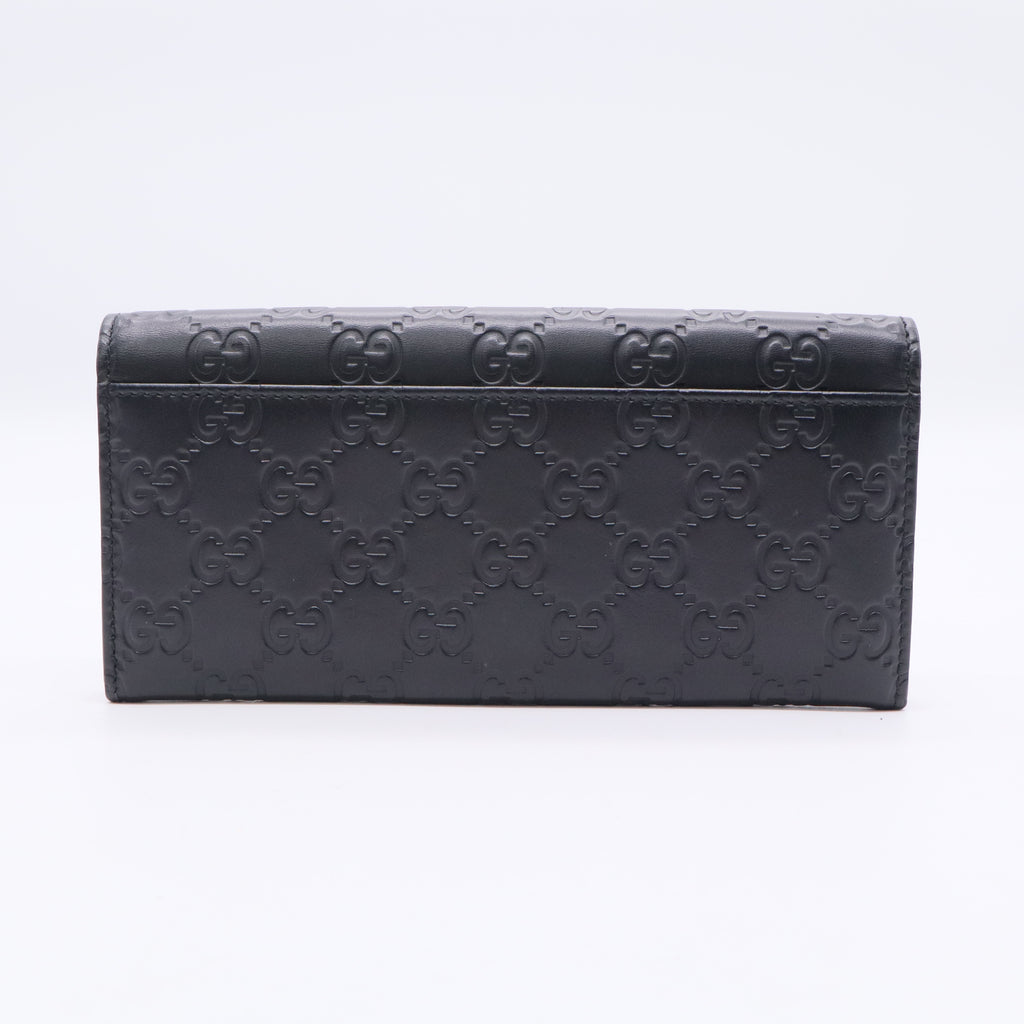 Guccissima Signature Crystal Cat Flap Wallet Black TWINS W20742