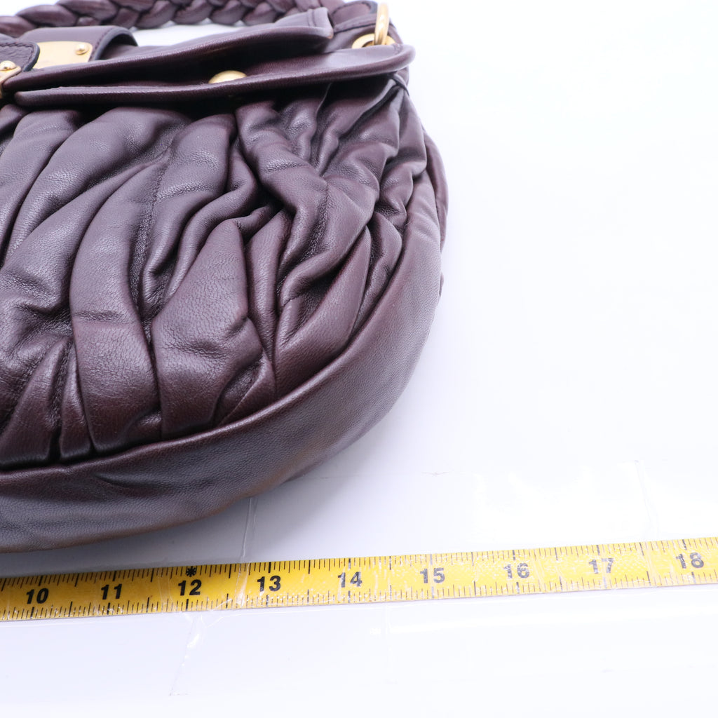 Pleated Leather Hobo Burgundy Leather