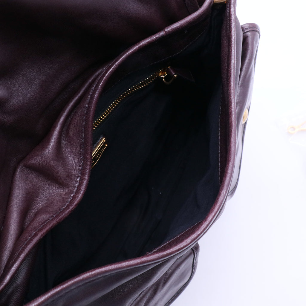 Pleated Leather Hobo Burgundy Leather