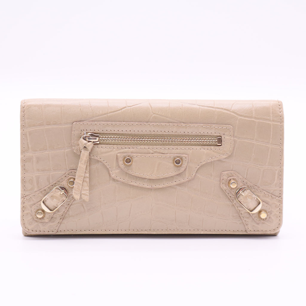 Classic Metallic Edge Money Flap Wallet Leather Twins