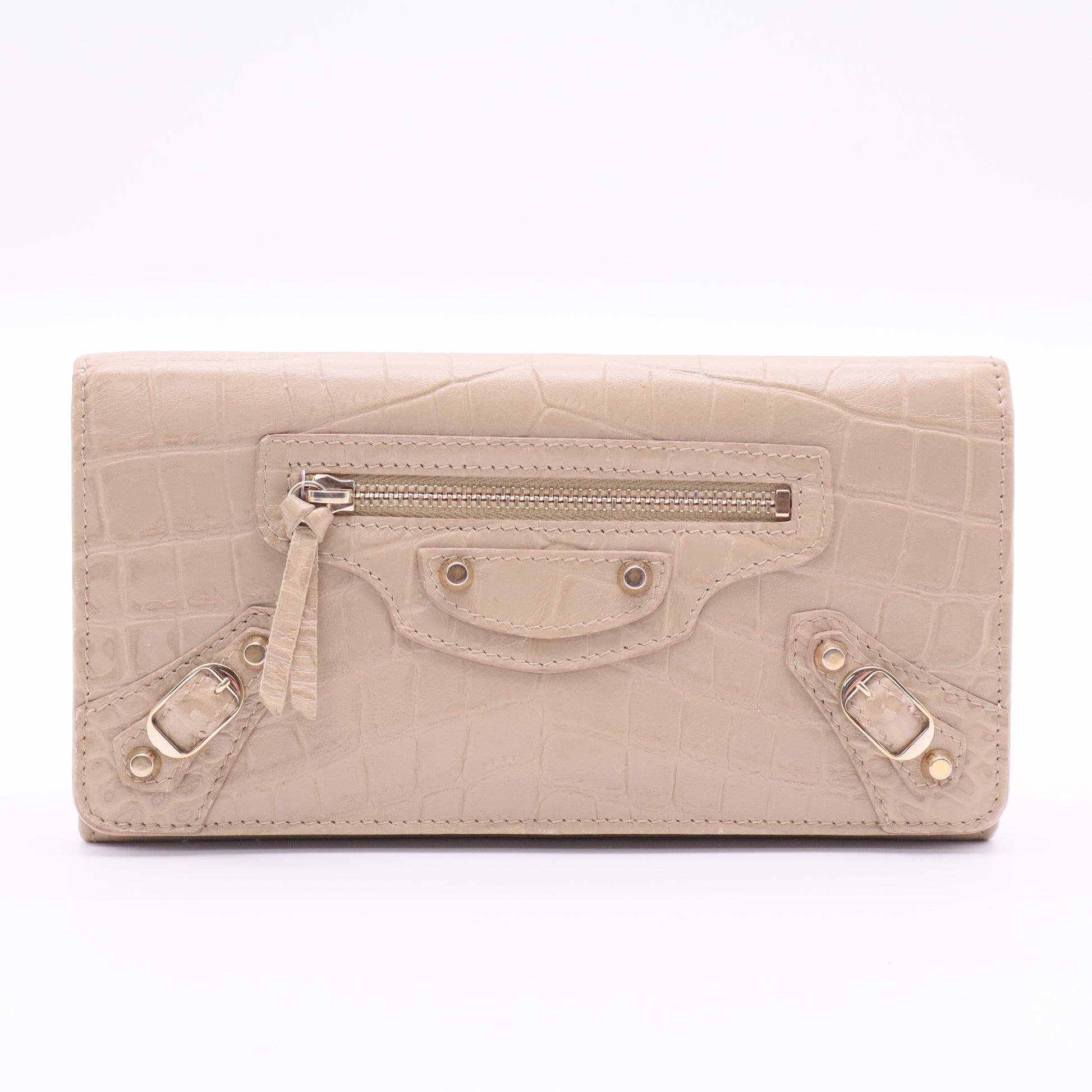 Classic Metallic Edge Money Flap Wallet Leather Twins