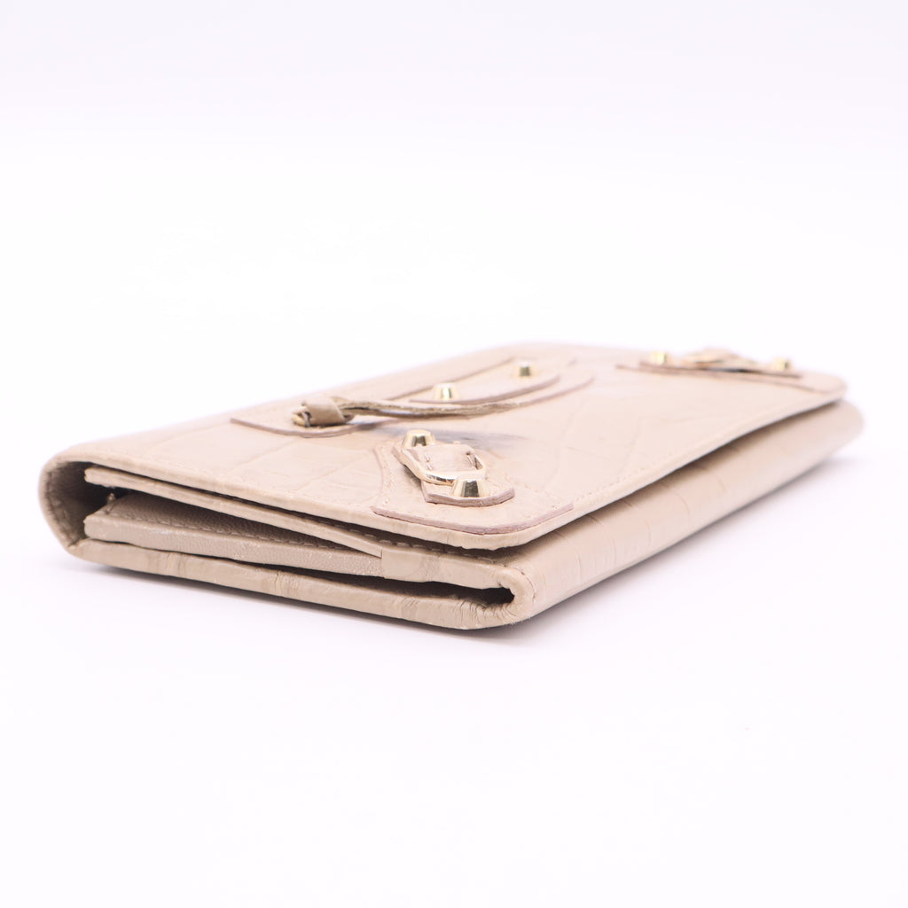 Classic Metallic Edge Money Flap Wallet Leather Twins