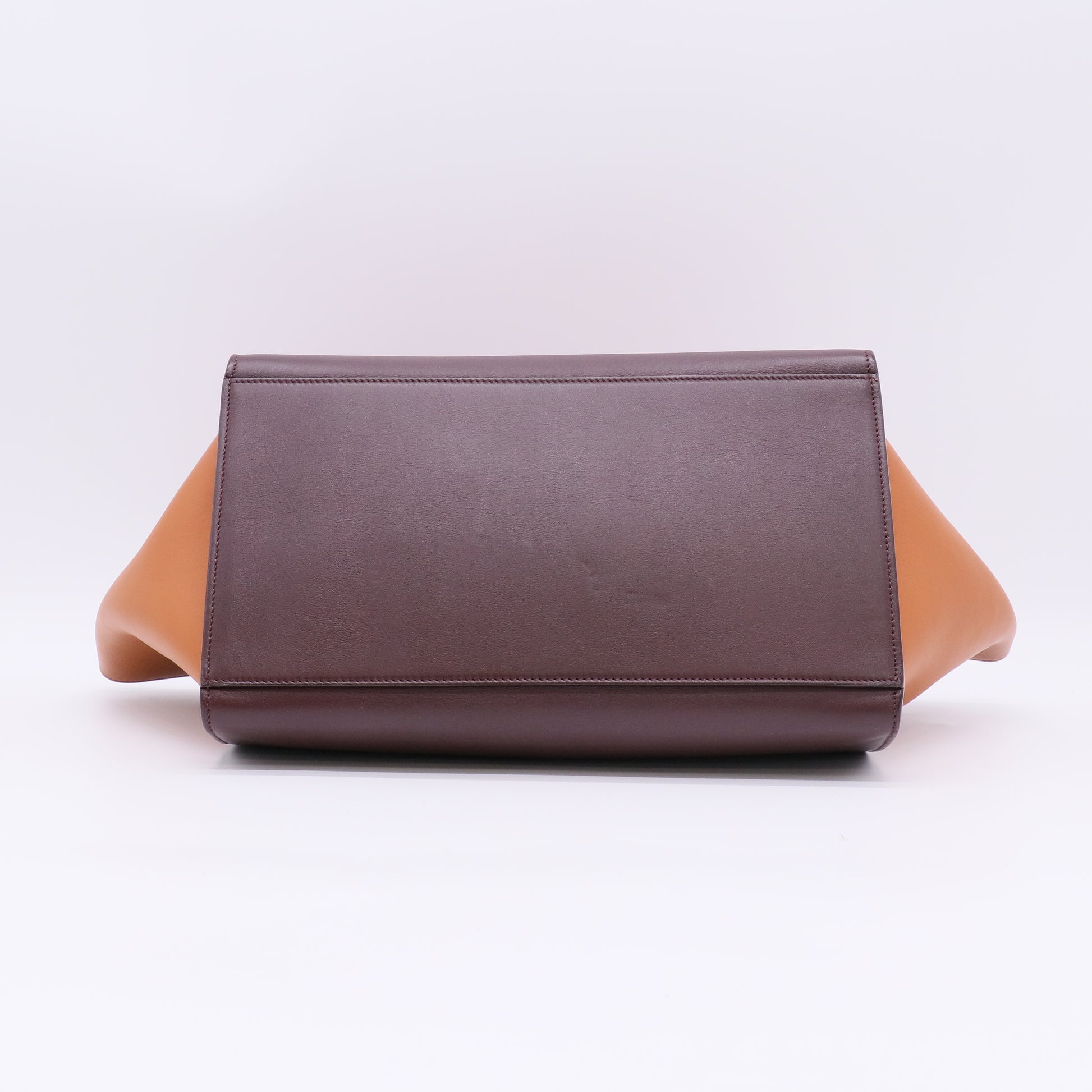 Tri-Color Leather and Suede Small Trapeze Top Handle Bag B22572