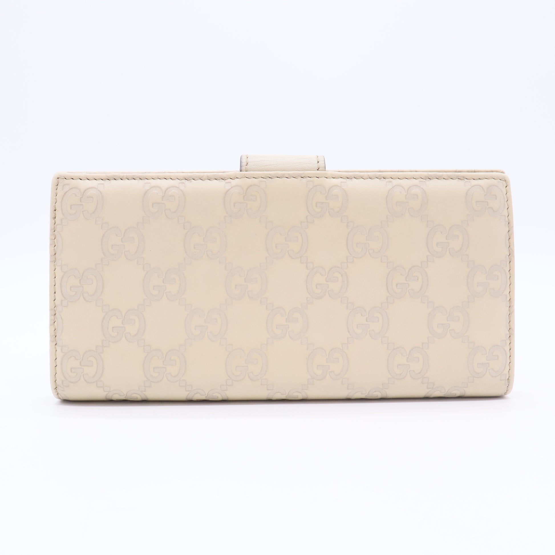 Guccissima Margaux Calfskin Icon Bar Continental Flap Wallet Mystic White