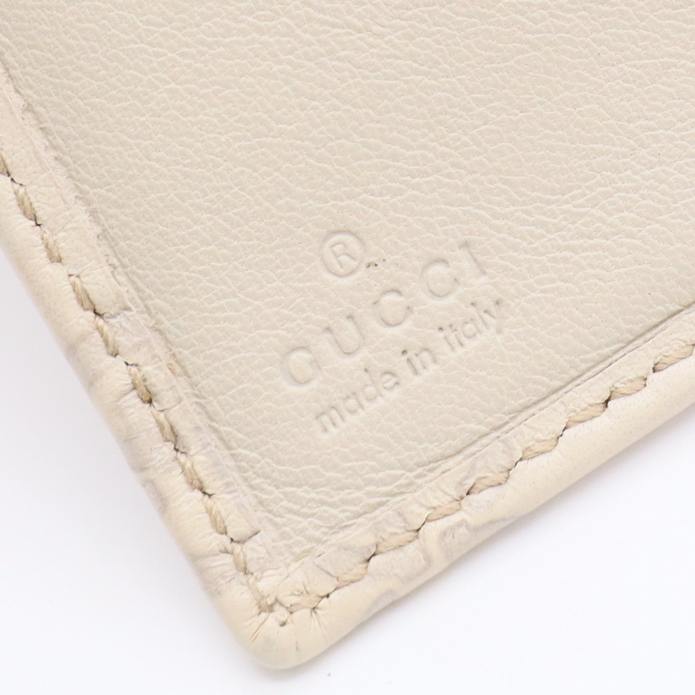 Guccissima Margaux Calfskin Icon Bar Continental Flap Wallet Mystic White