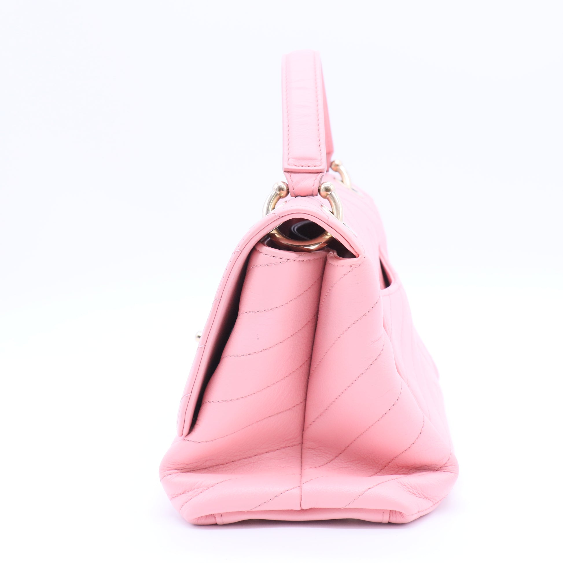 Chevron Chic Top Handle Bag Chevron Calfskin Smal