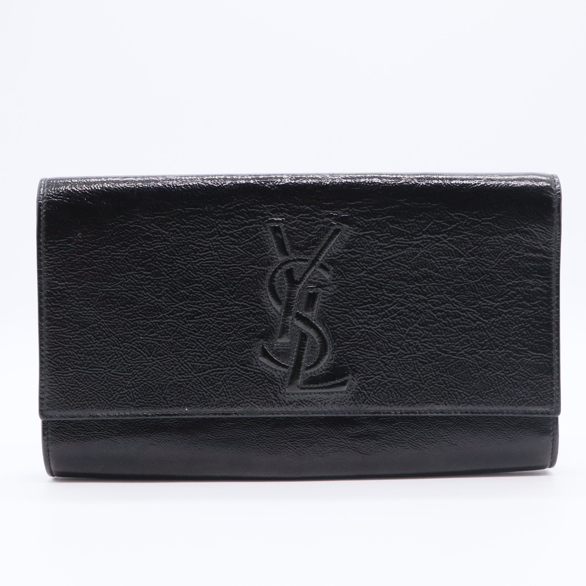 Calfskin Monogram Large Belle De Jour Clutch Black Gisel