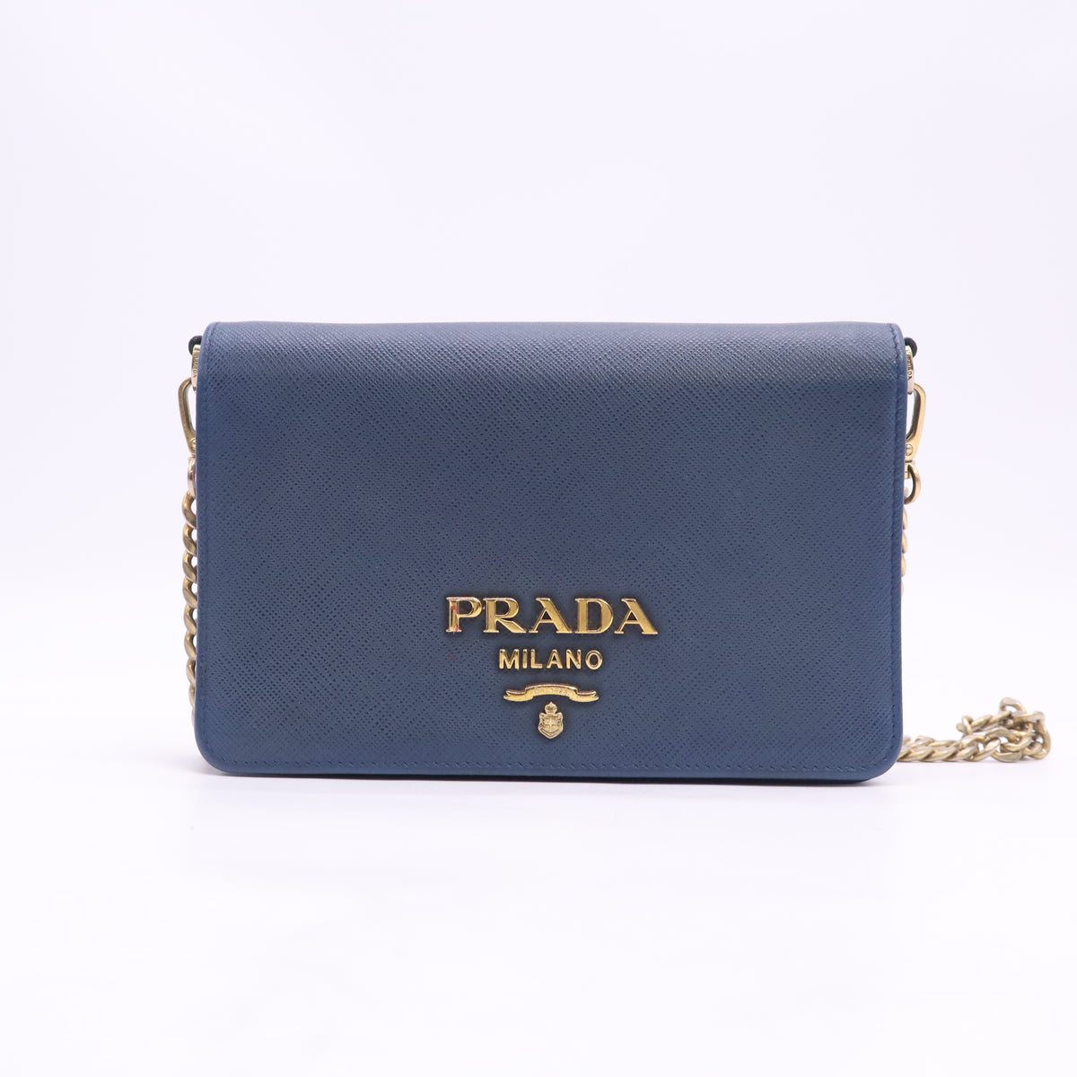 Prada Bluette Saffiano Lux Leather Bandoliera Crossbody Twins B24916