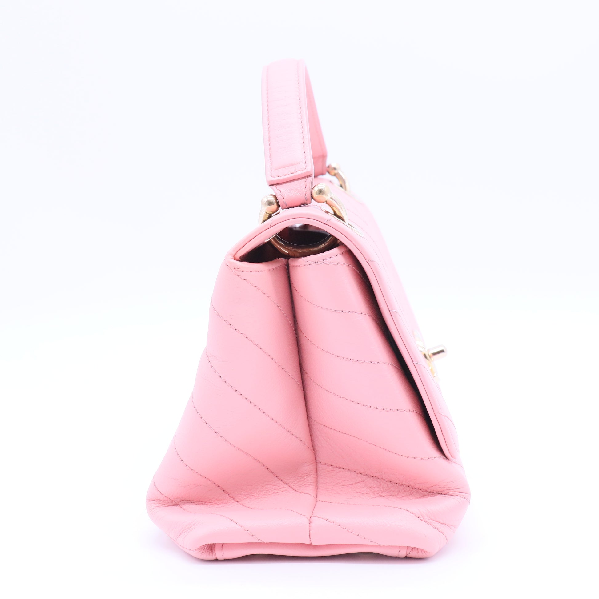 Chevron Chic Top Handle Bag Chevron Calfskin Smal