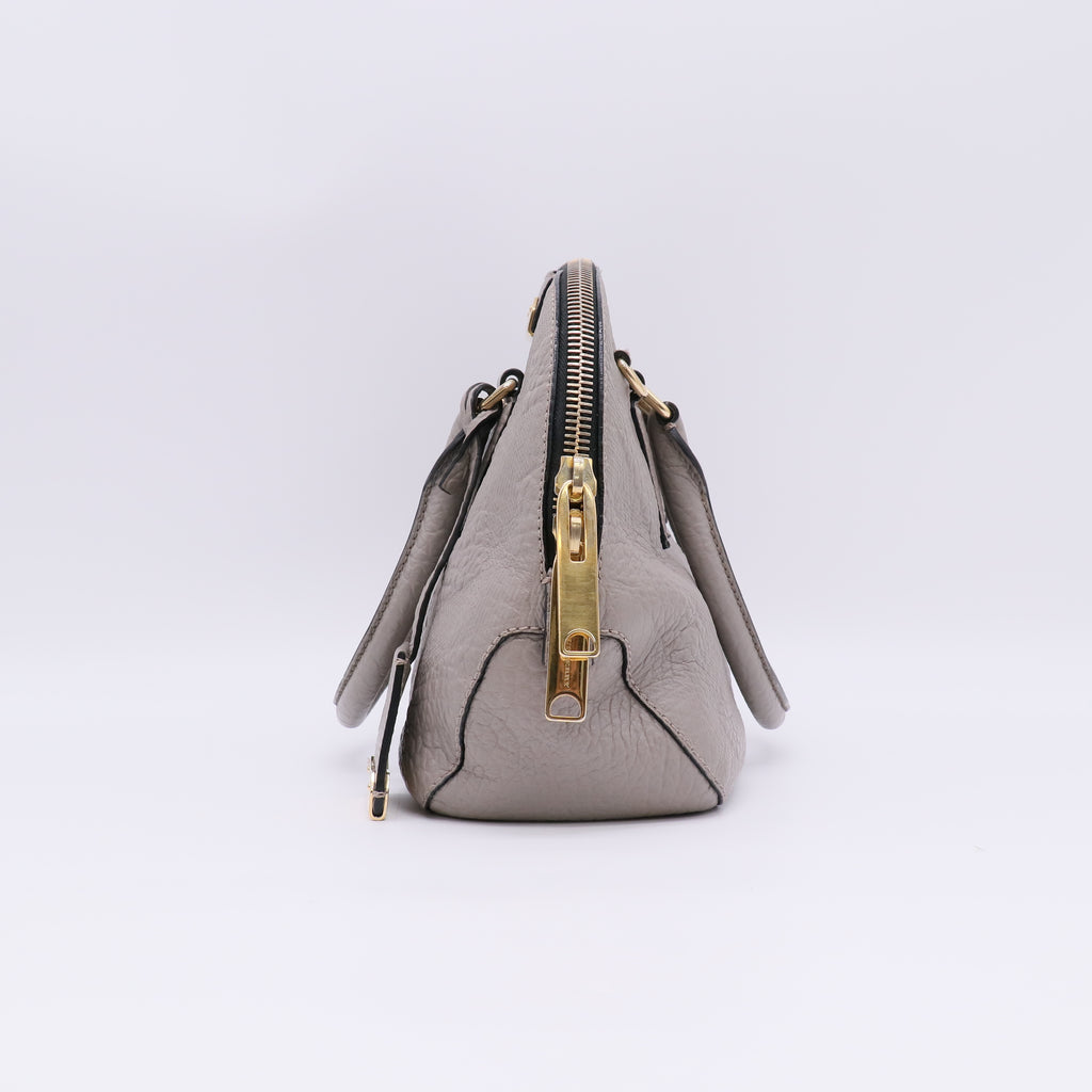 Burberry Heritage Grain Check Embossed Small Orchard Bowling Bag in Taupe Gray B23103