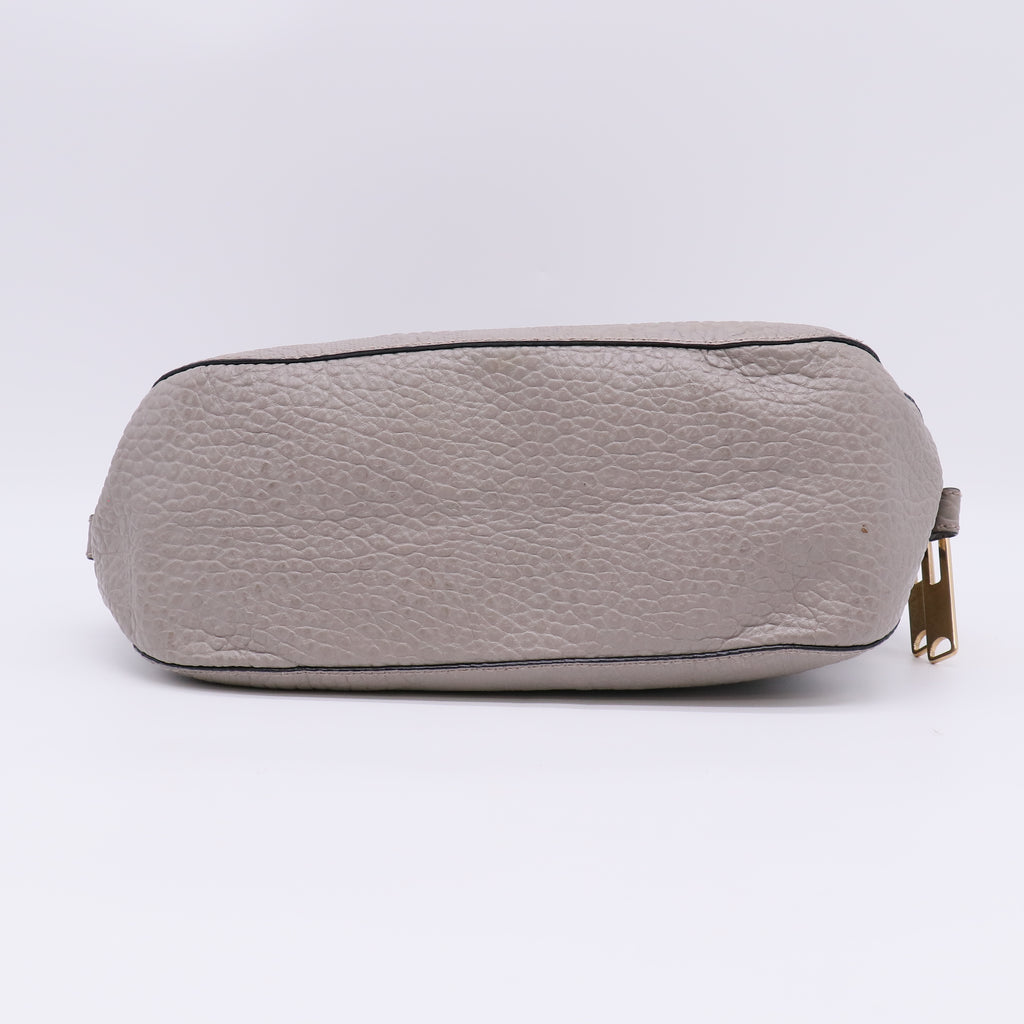 Burberry Heritage Grain Check Embossed Small Orchard Bowling Bag in Taupe Gray B23103